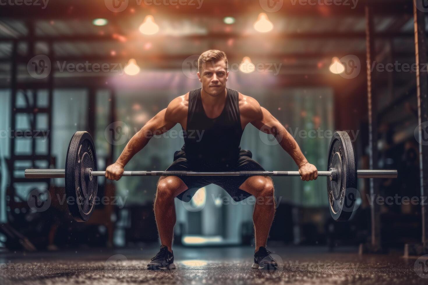 Photo of a male athlete doing fitness at the gym.