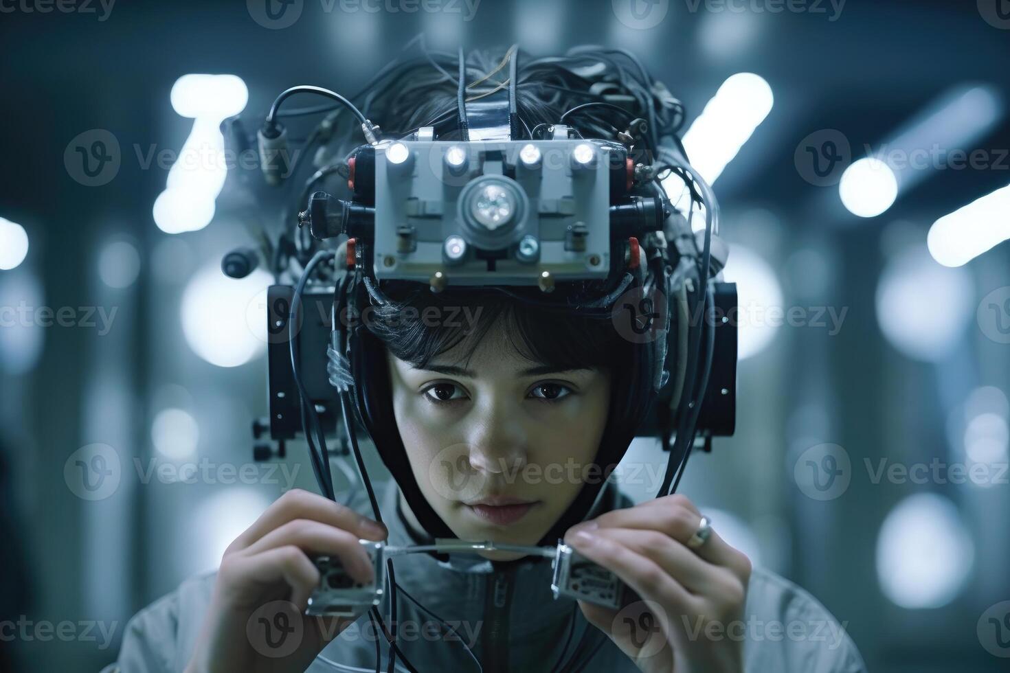 Photo of a person controlling a computer or device with their mind