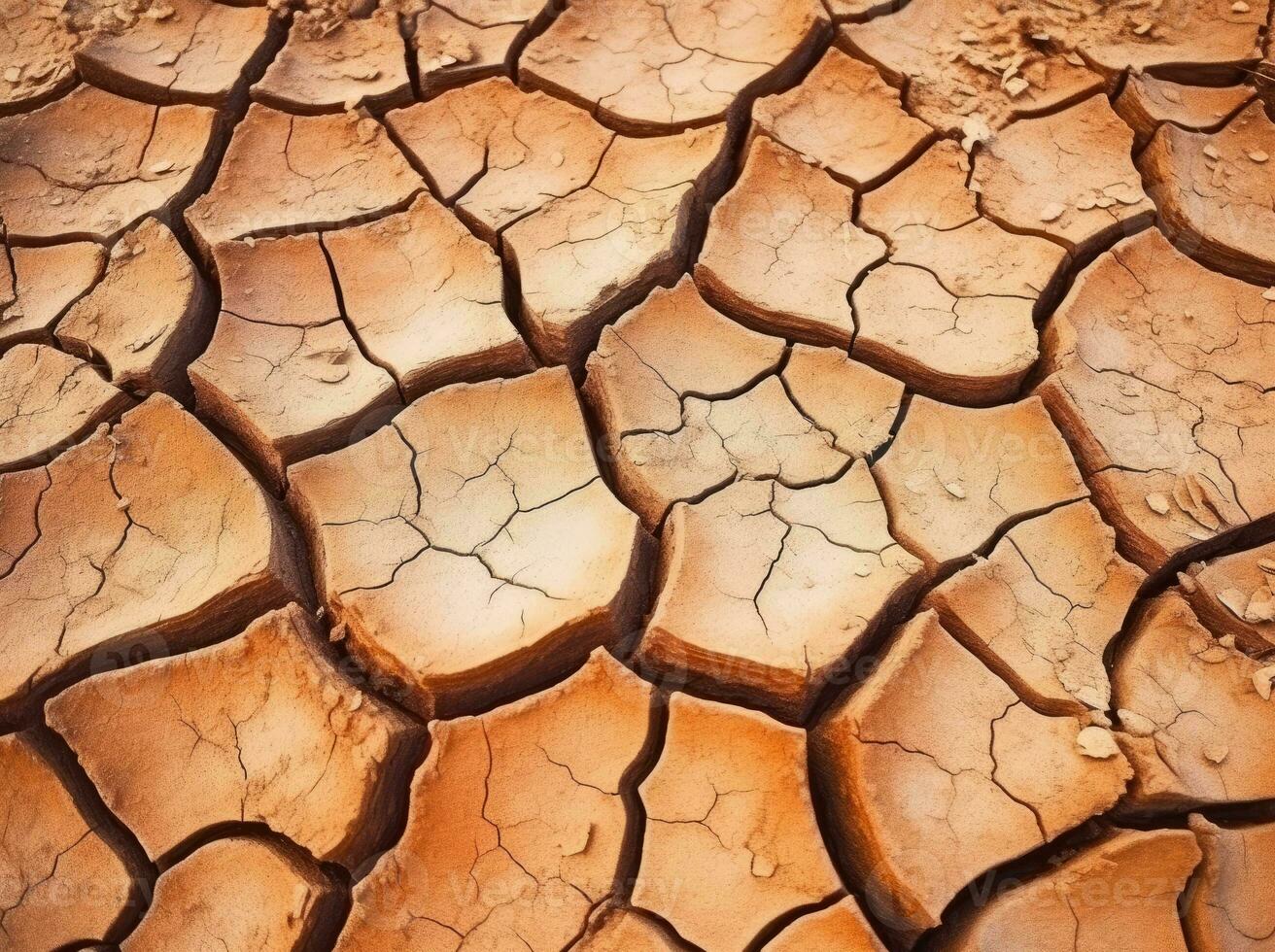 seco agrietado tierra en un desierto, en el estilo de terracota, ambiental conciencia. generativo ai foto