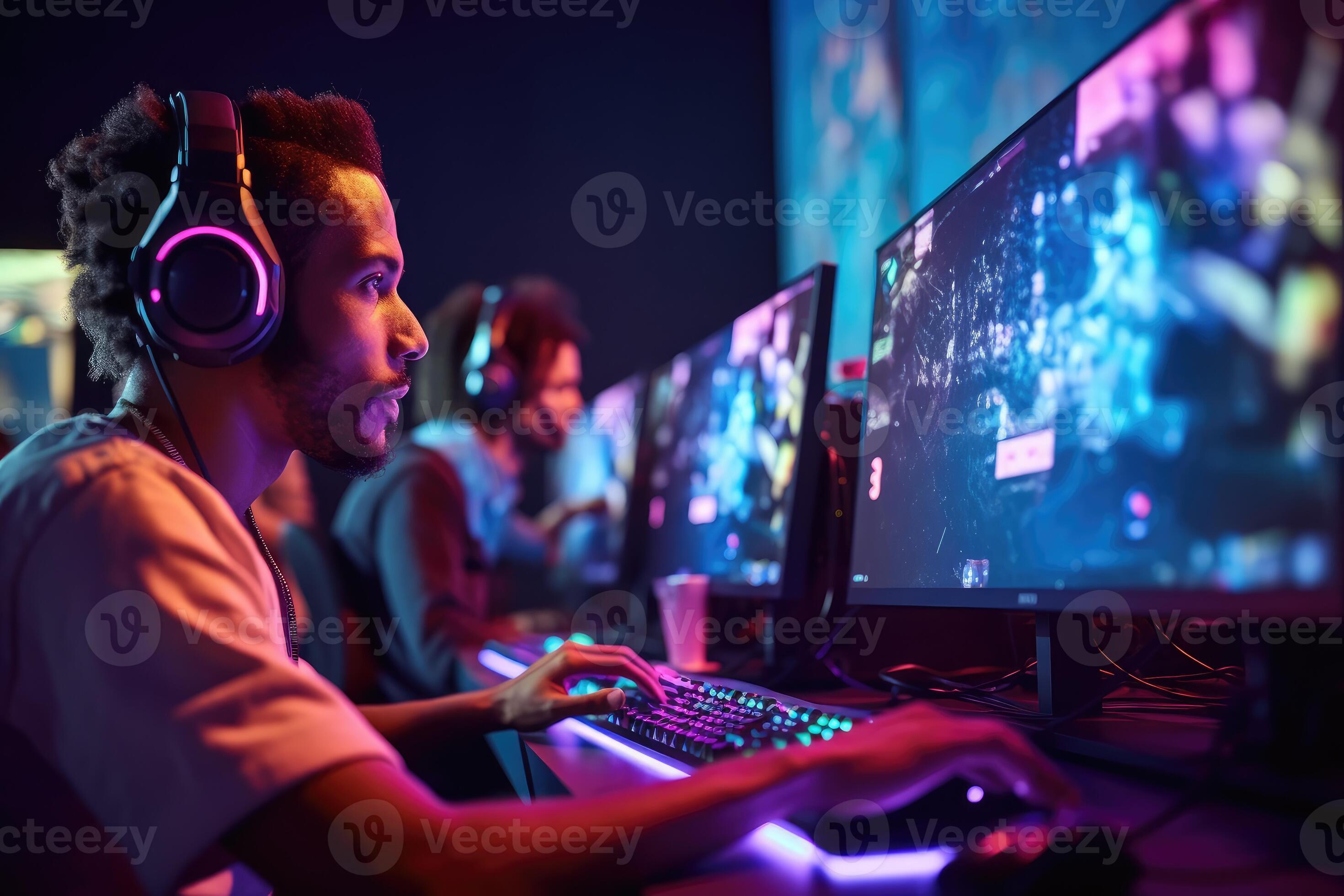 A gamer during a live stream, showcasing their genuine reactions and ...
