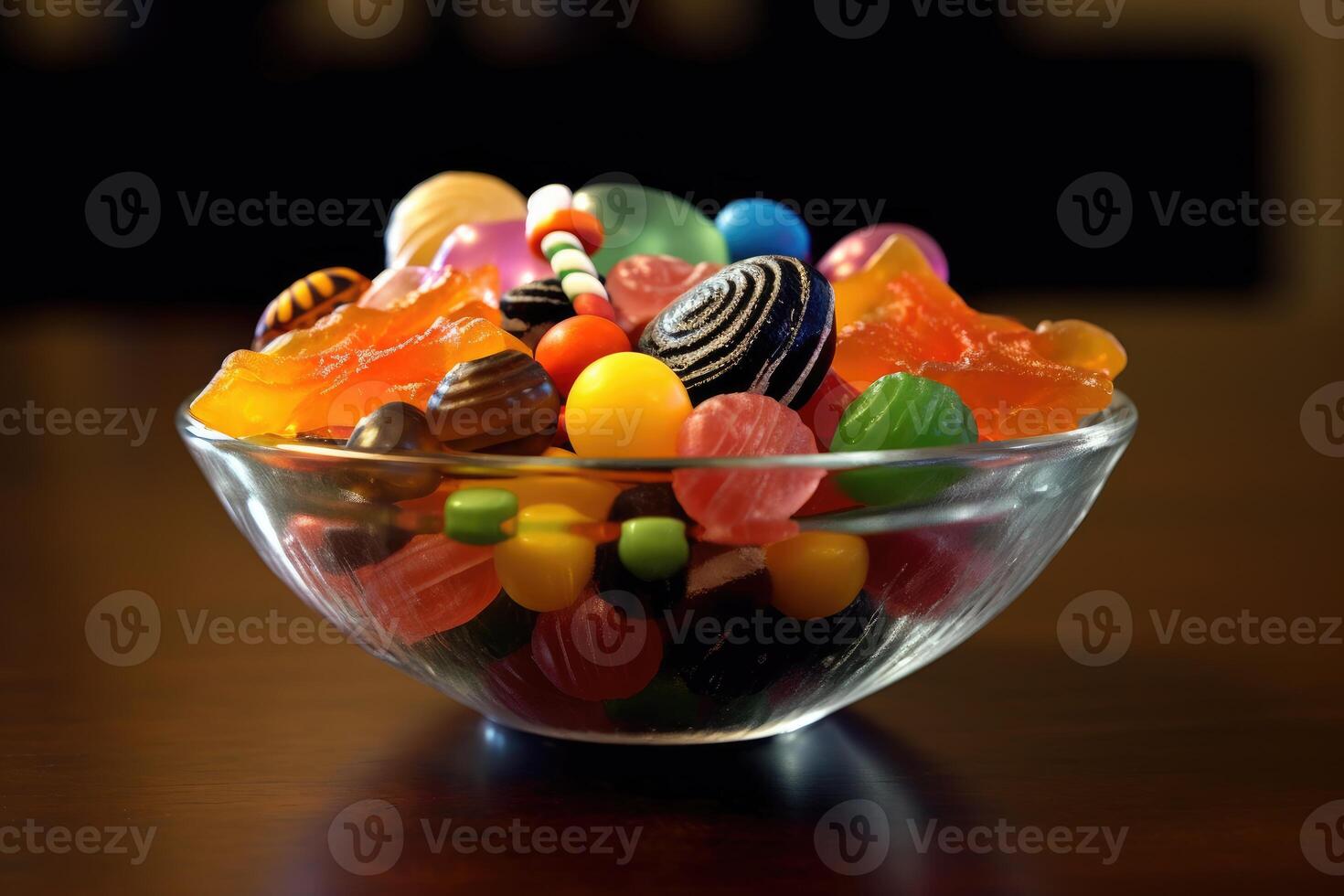 A close - up of a bowl filled with Halloween candies. photo