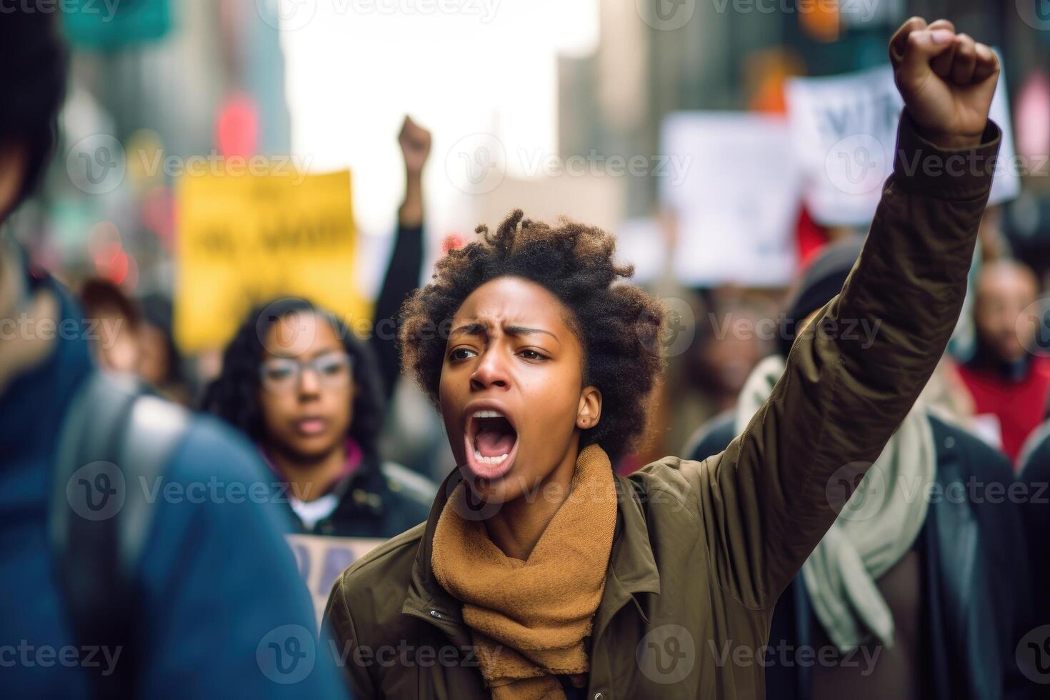 A powerful shot of a protest march for a social cause. photo