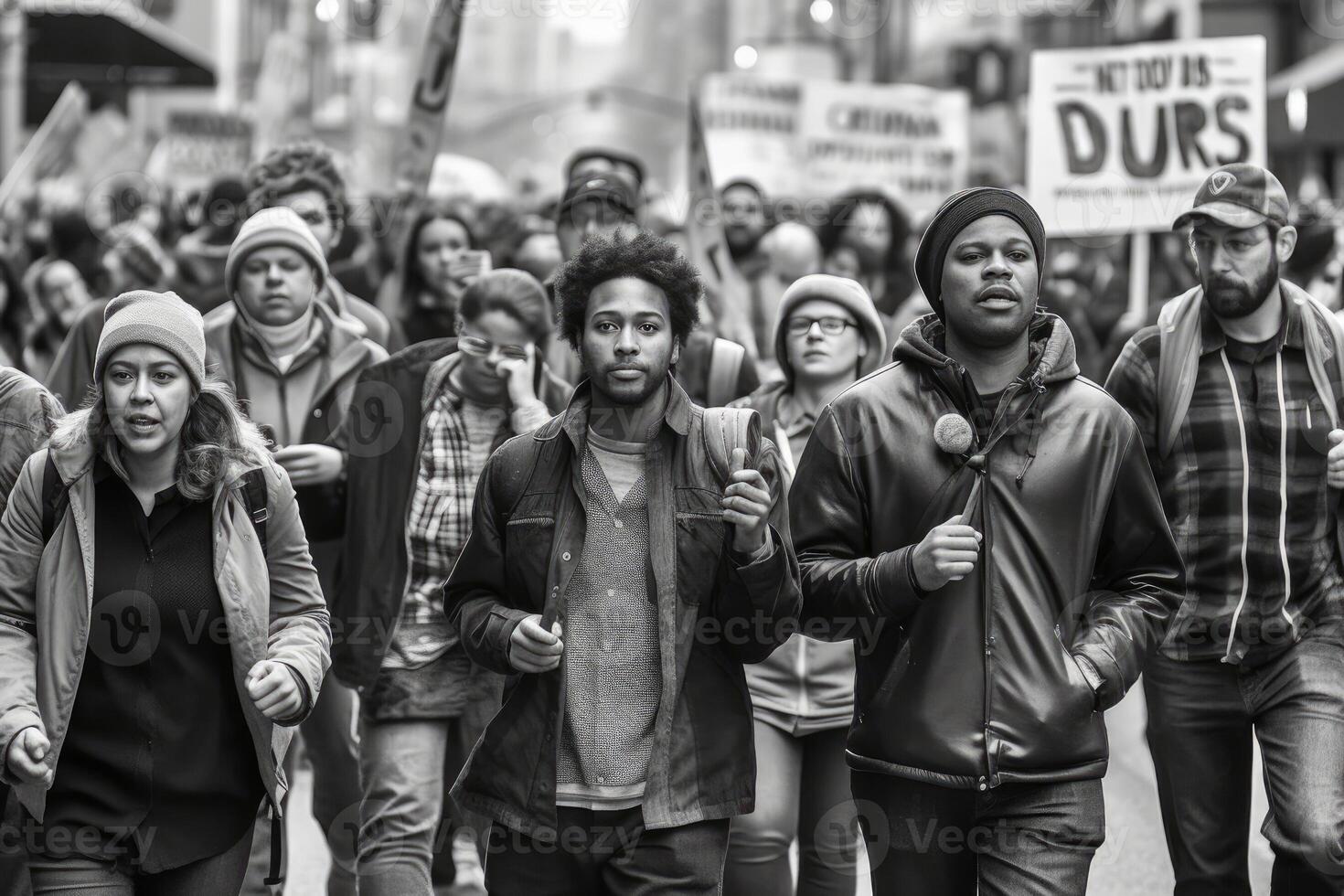A powerful shot of a protest march for a social cause. photo