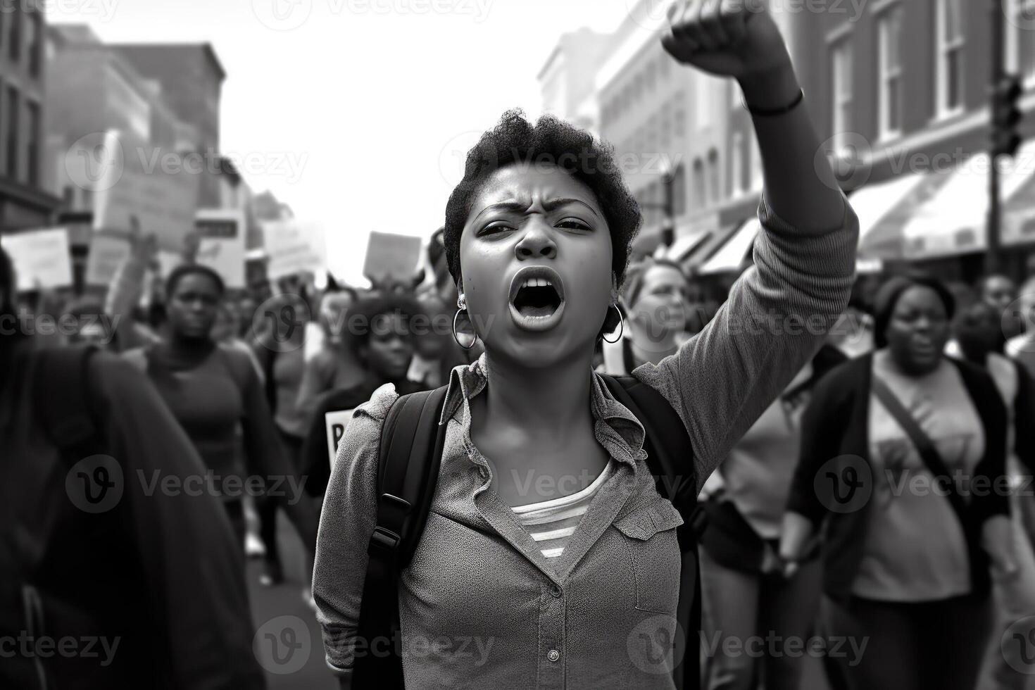 A powerful shot of a protest march for a social cause. photo