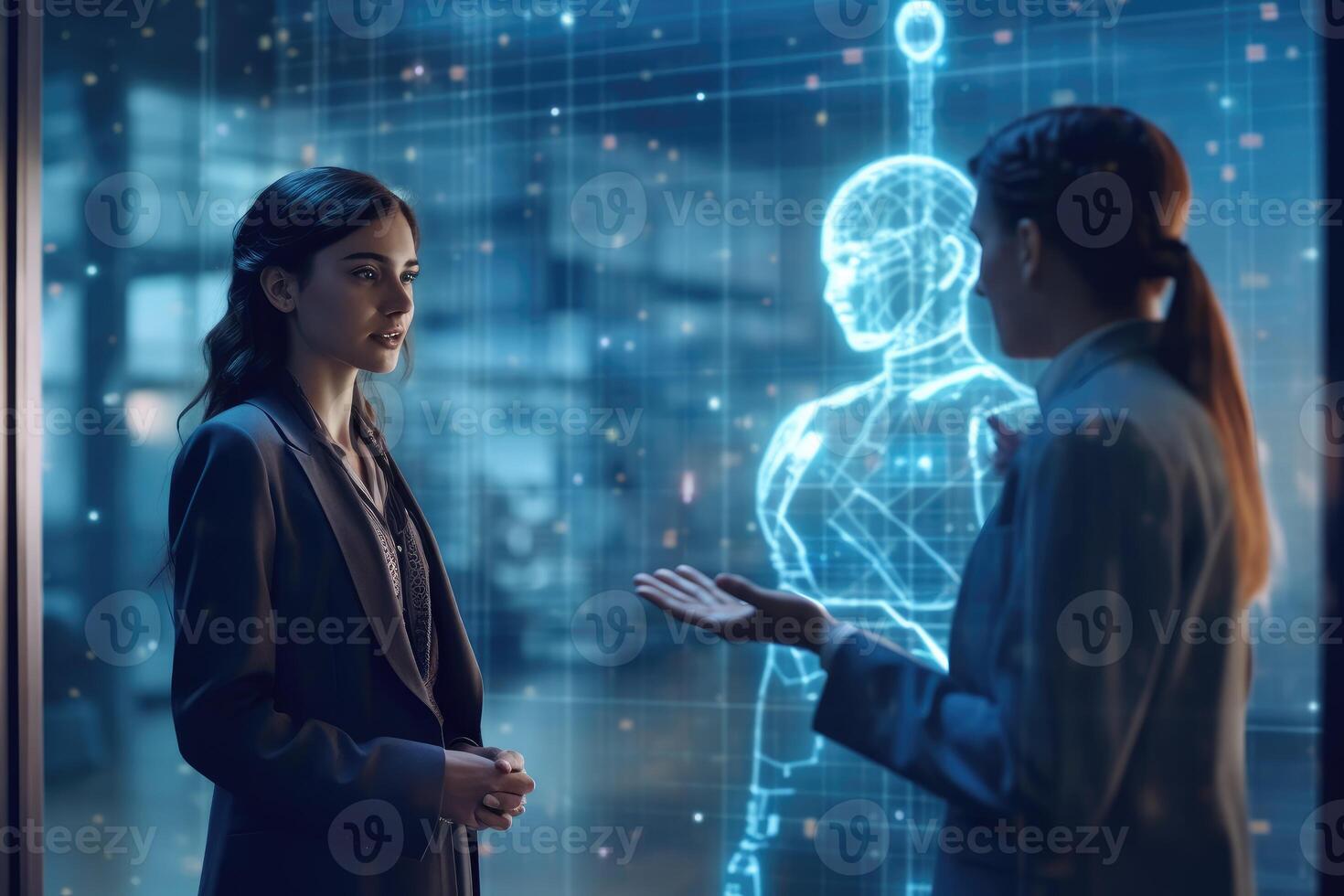 A photo of a person interacting with a virtual assistant powered by natural language processing and machine learning algorithms.