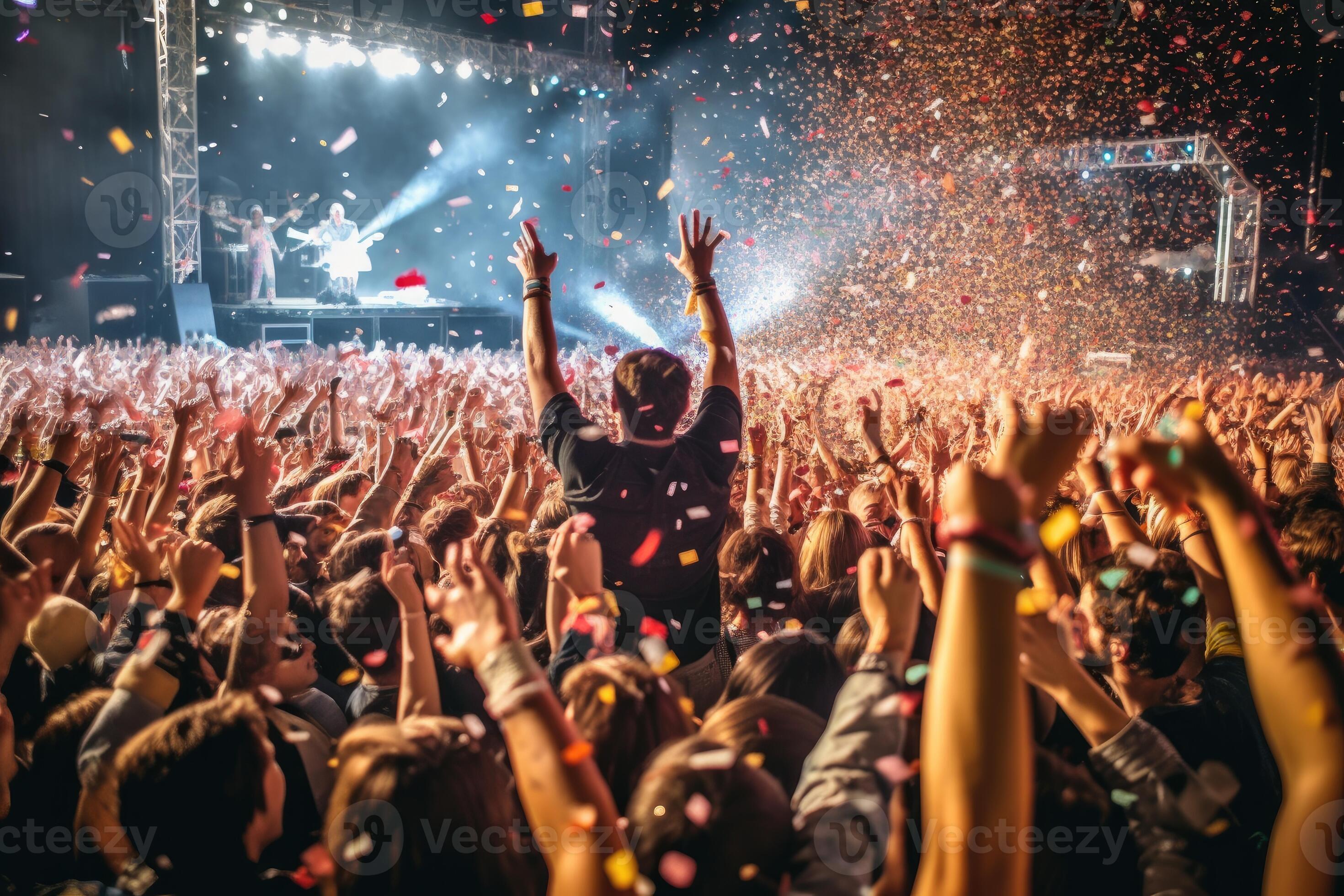 Vibrant crowd at a music festival