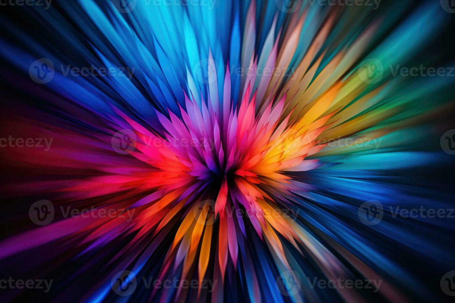 Abstract background with vibrant bursts of color and unique shapes. Generative AI photo