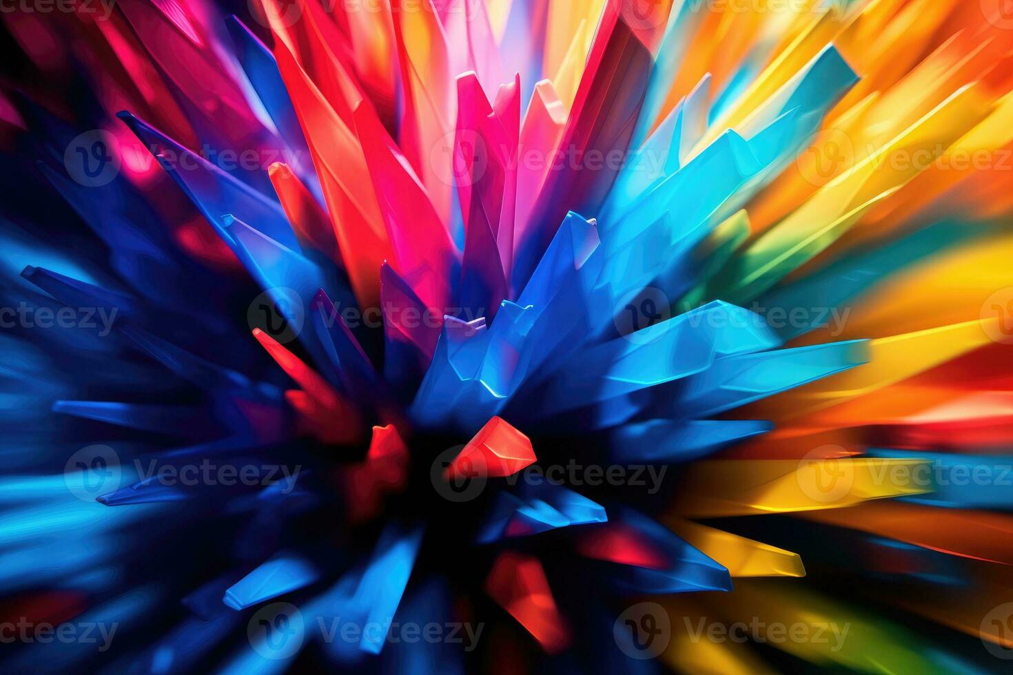 Abstract background with vibrant bursts of color and unique shapes. Generative AI photo
