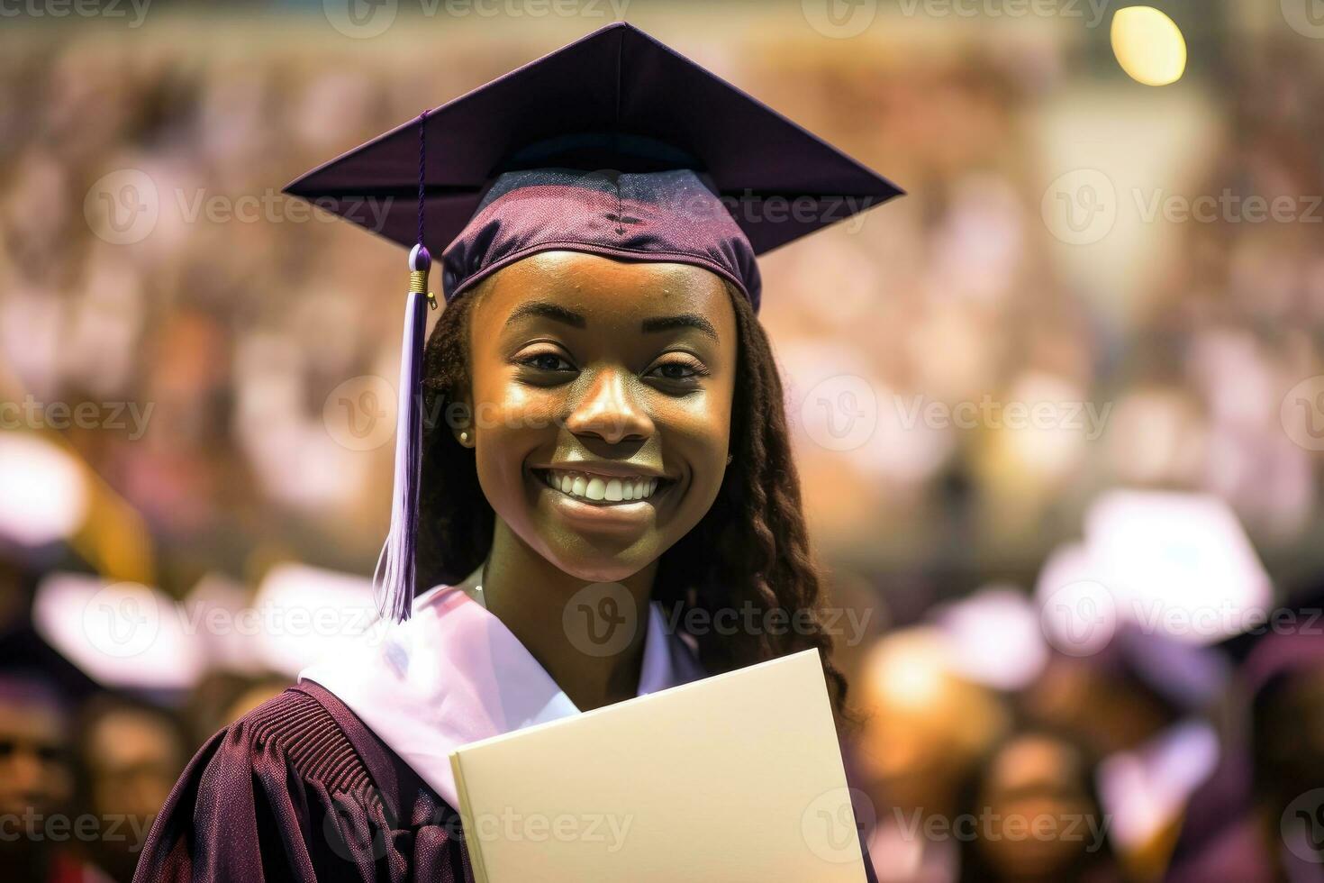 A close - up shot of a afro american woman graduate holding their diploma  with a proud smile on their face. Generative AI 26806452 Stock Photo at  Vecteezy