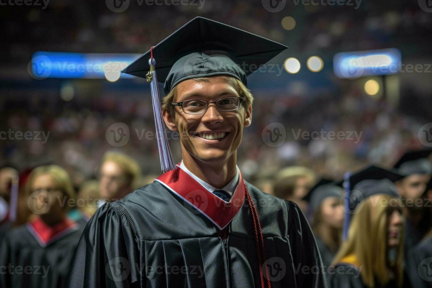 A close - up shot of a caucasian man graduate holding their diploma with a proud smile on their face. Generative AI photo