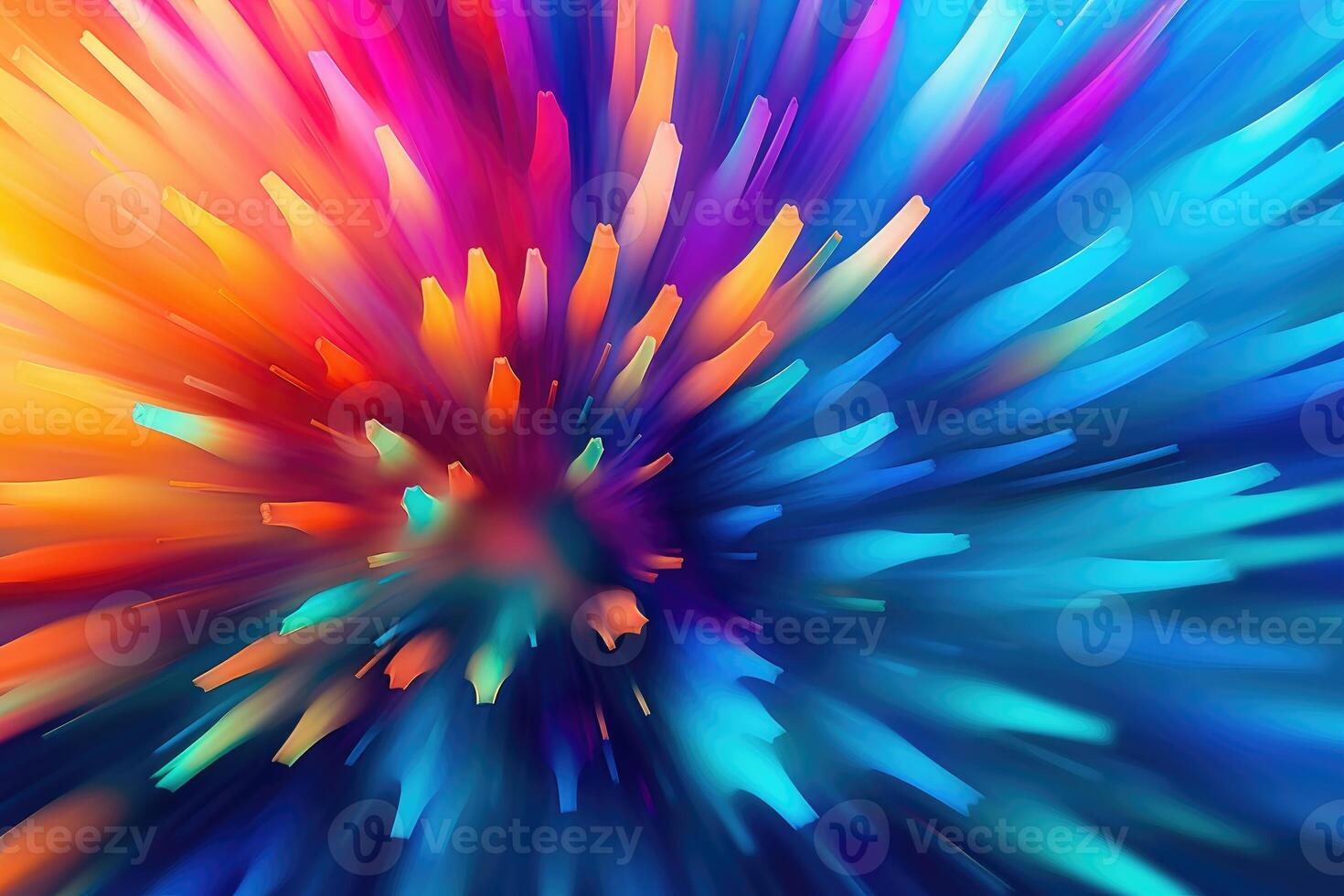 Abstract background with vibrant bursts of color and unique shapes. Generative AI photo