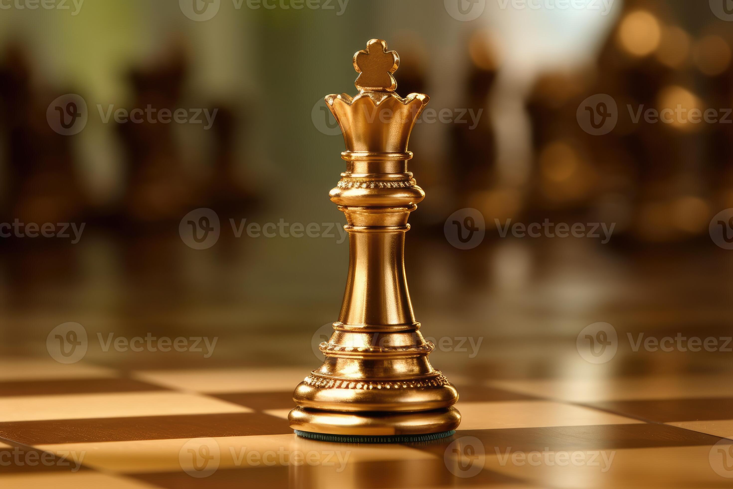 King chess piece standing on a chess board, Generative AI Stock  Illustration