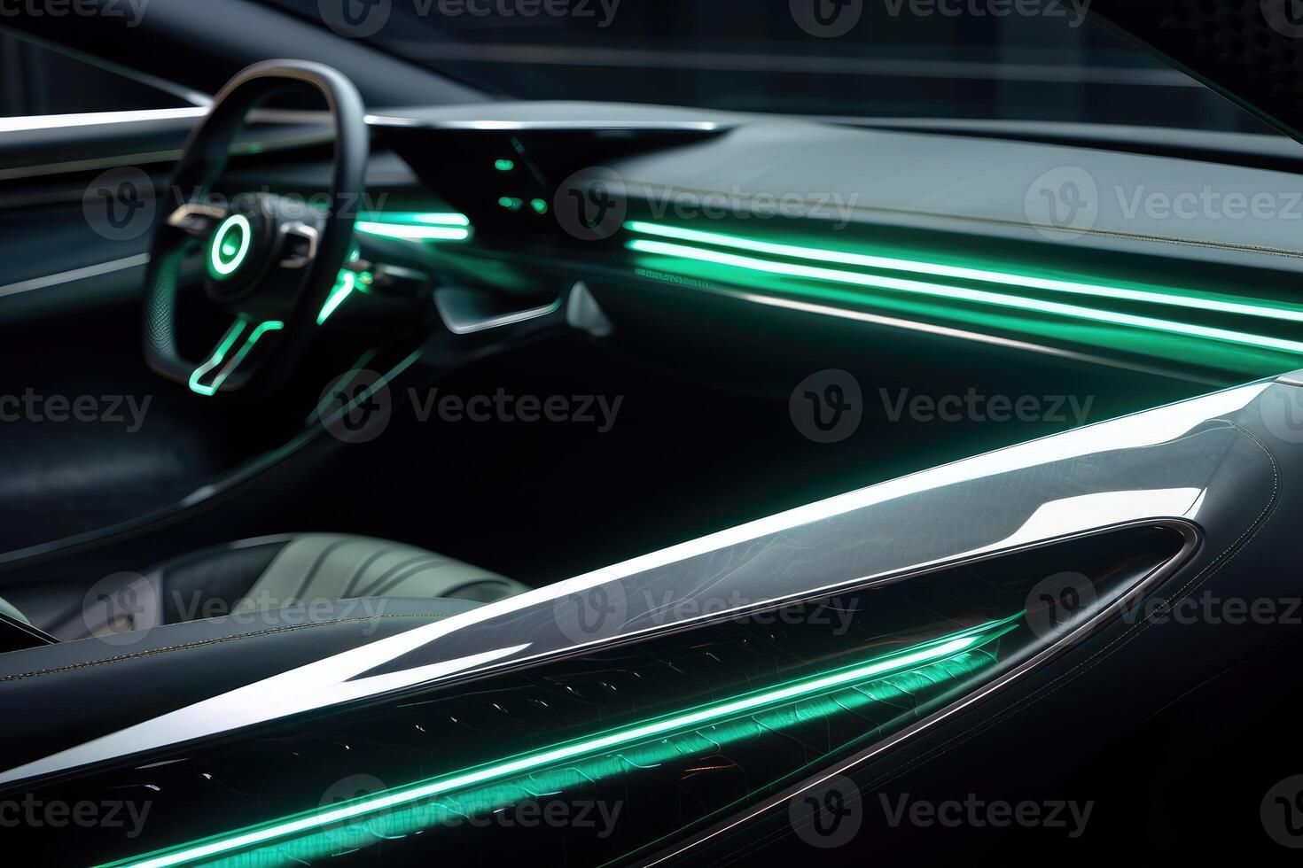 A close - up shot of the cutting - edge technology in the interior of an autonomous vehicle. photo