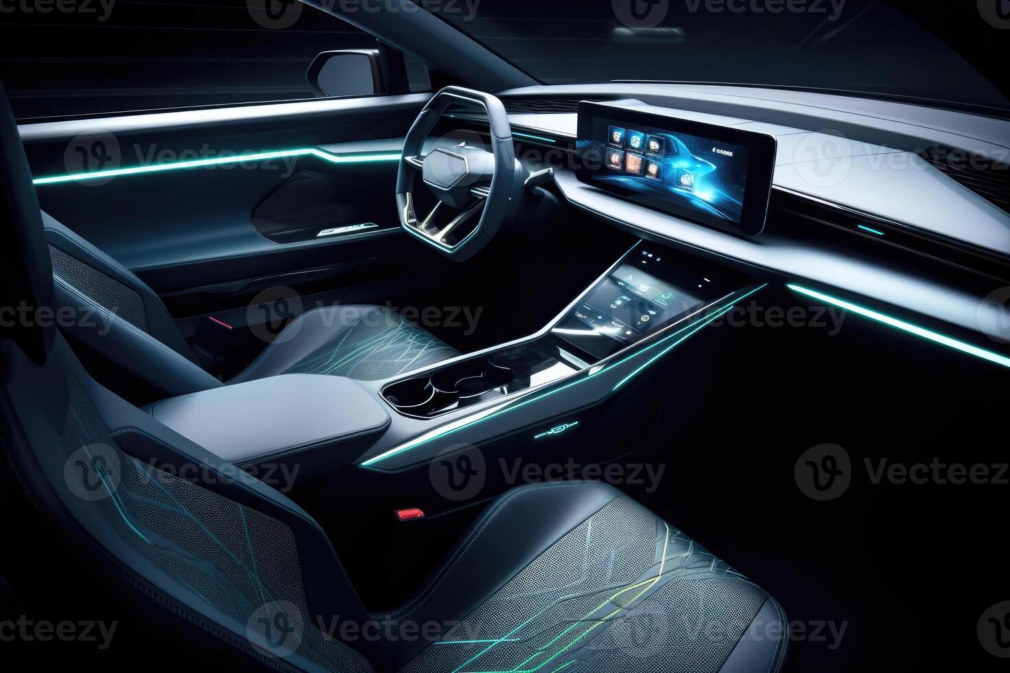 A close - up shot of the cutting - edge technology in the interior of an autonomous vehicle. photo