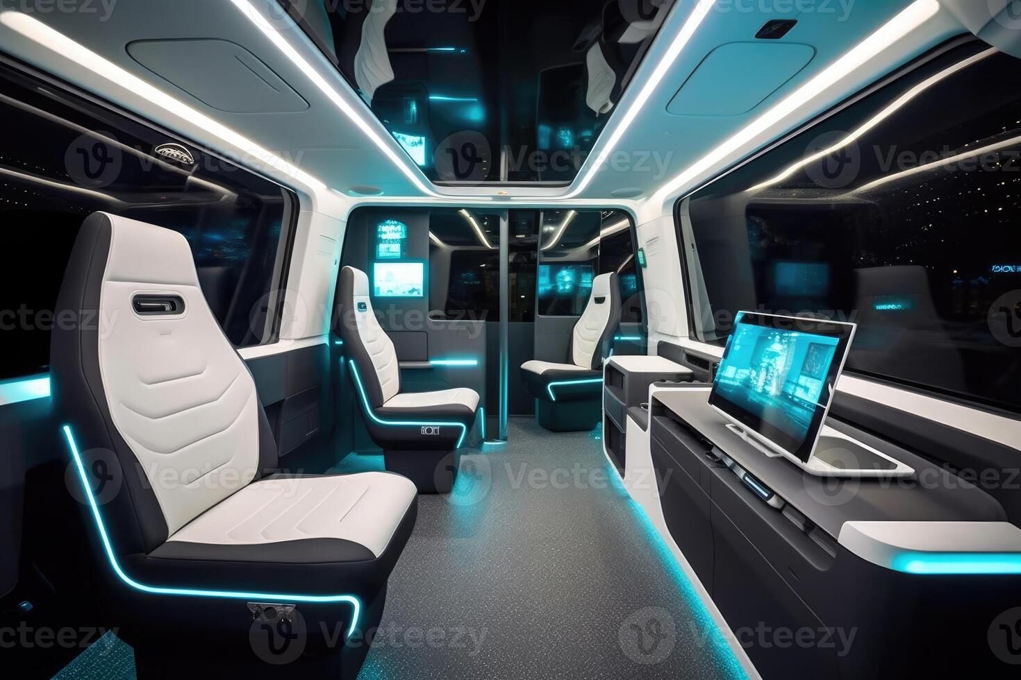 A close - up shot of the cutting - edge technology in the interior of an autonomous vehicle. photo