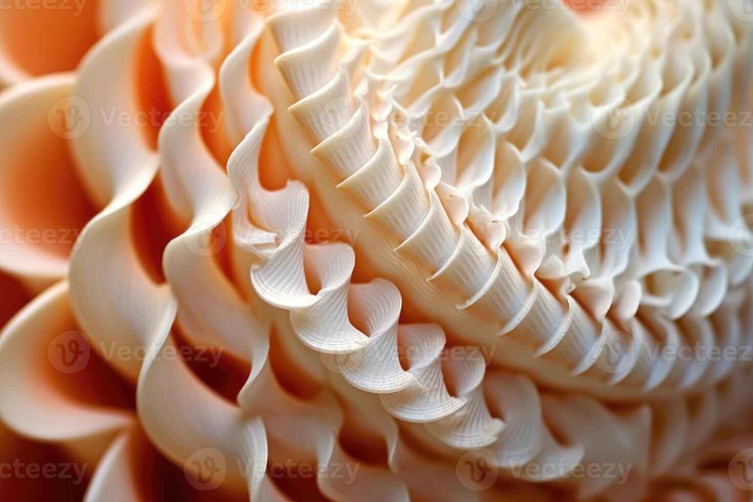 The intricate patterns and textures of a seashell in a close - up shot. photo