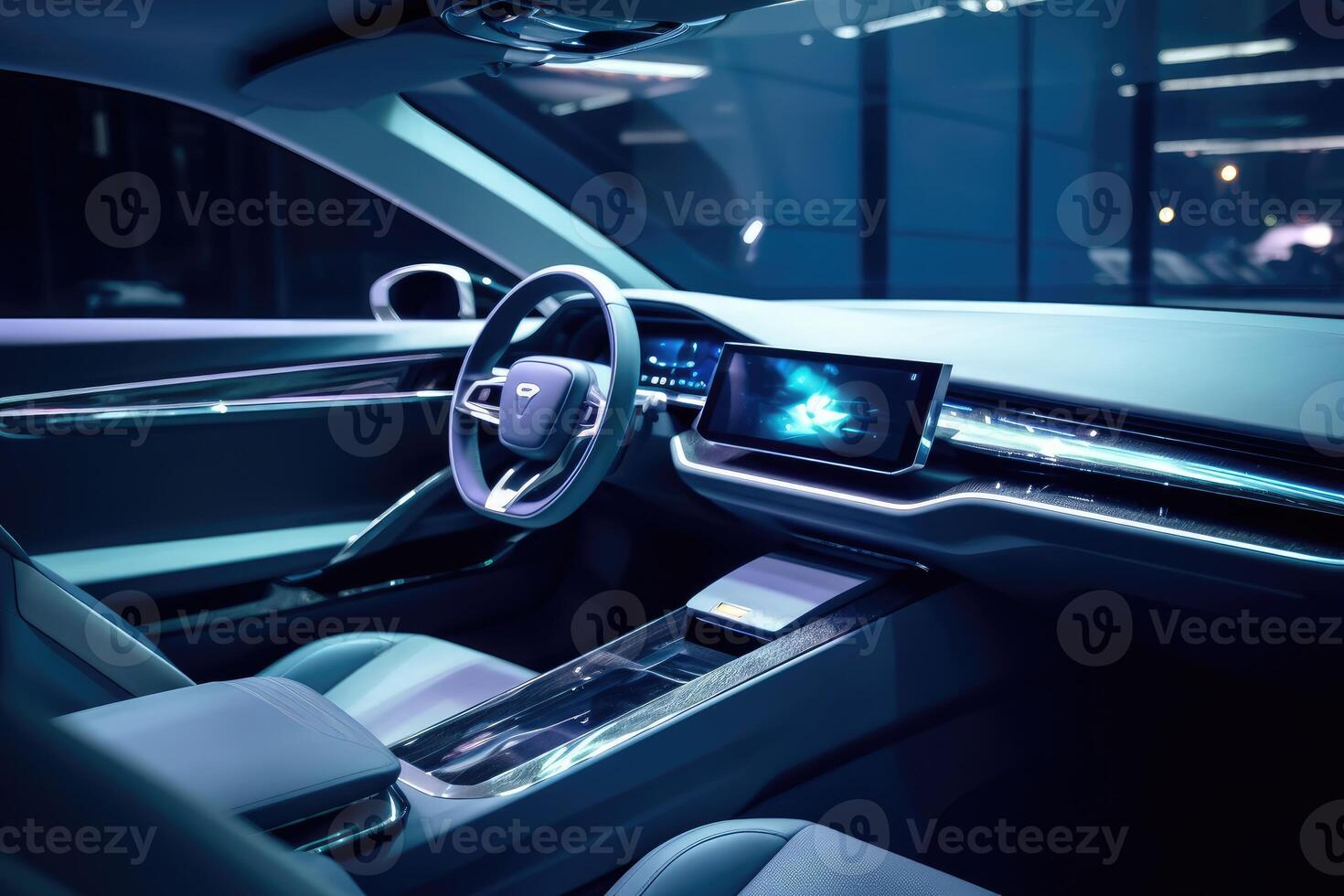 A close - up shot of the cutting - edge technology in the interior of an autonomous vehicle. photo