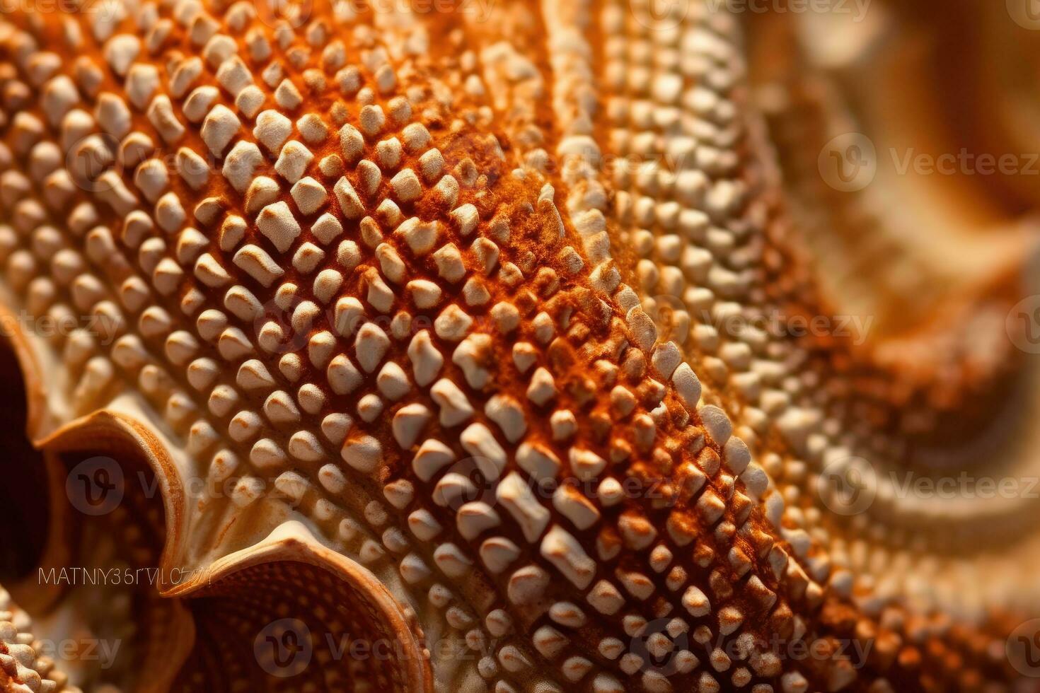 The intricate patterns and textures of a seashell in a close - up shot. Generative AI photo