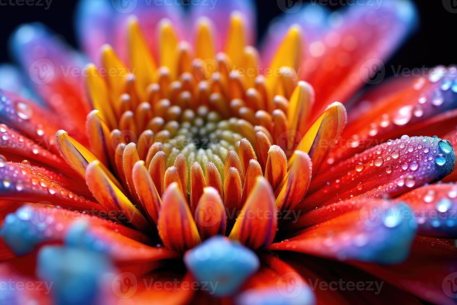 The intricate details of a blooming flower in a macro shot. Generative AI photo