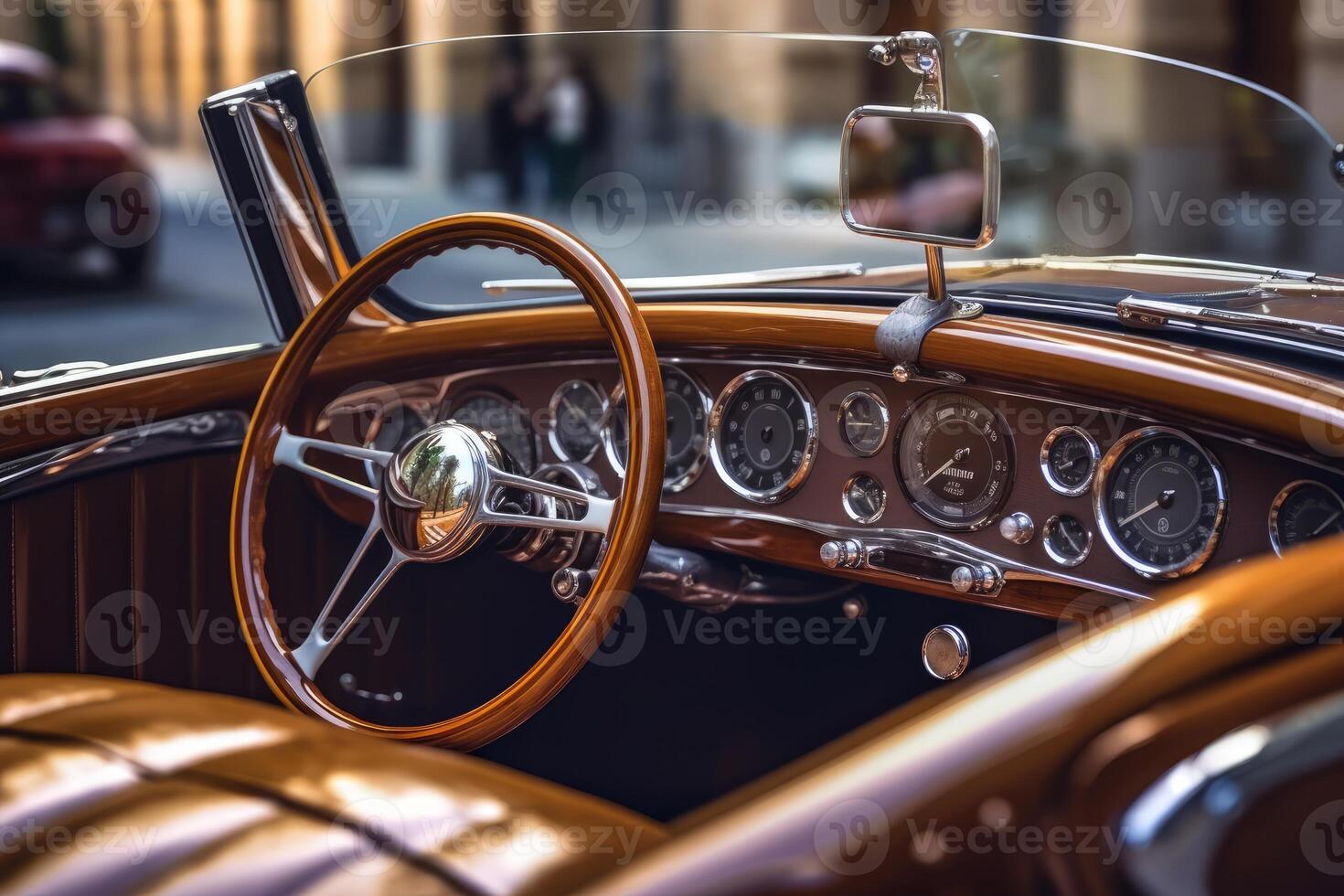 The opulence and refinement of a luxury classic car by taking a