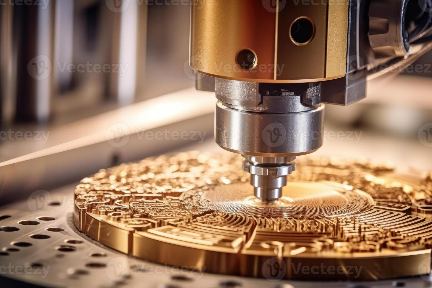 CNC machine photo. A close - up of a milling process. photo