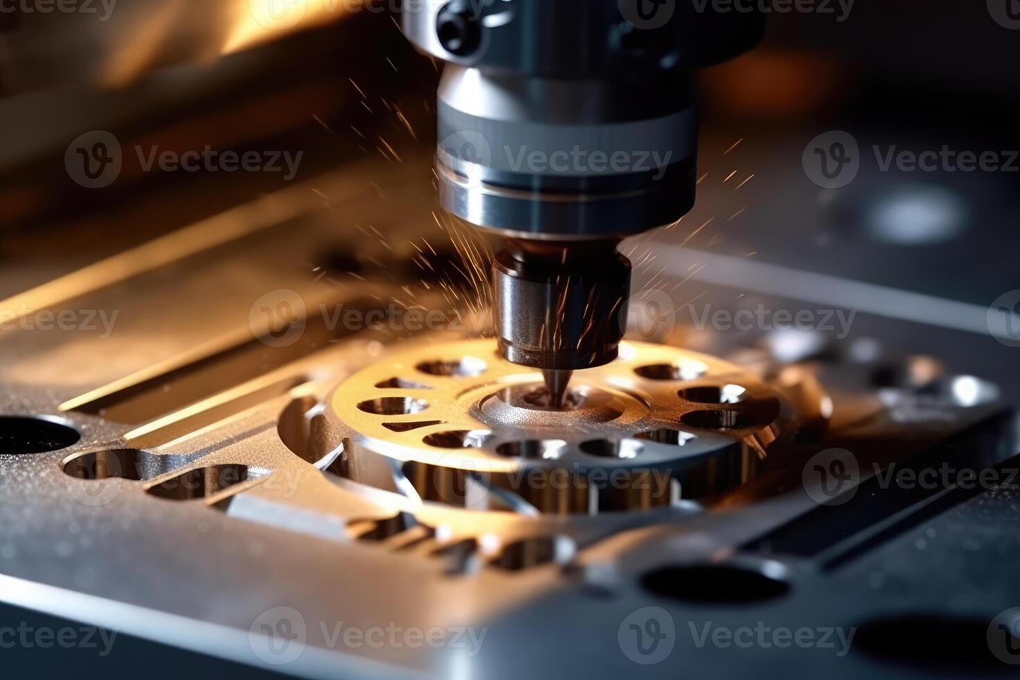 CNC machine photo. A close - up of a milling process. photo
