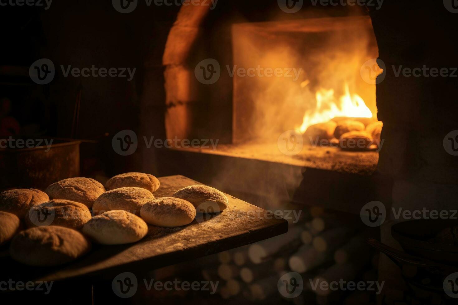 el brillante calor de un tradicional un pan horno. generativo ai foto