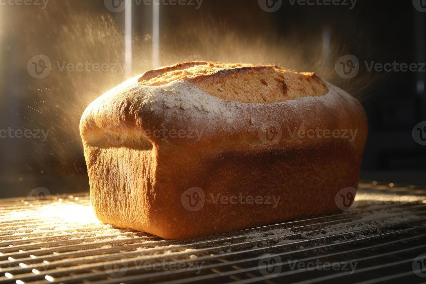 A close - up of a loaf of bread just taken out of the oven. Generative AI photo