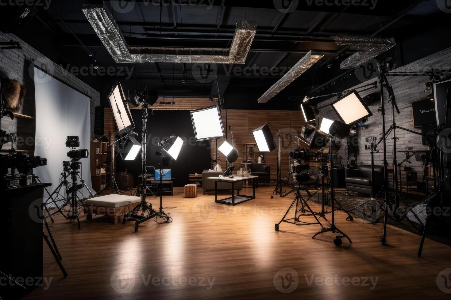 A close - up view of a modern photo studio, showcasing the professional equipment and setup.