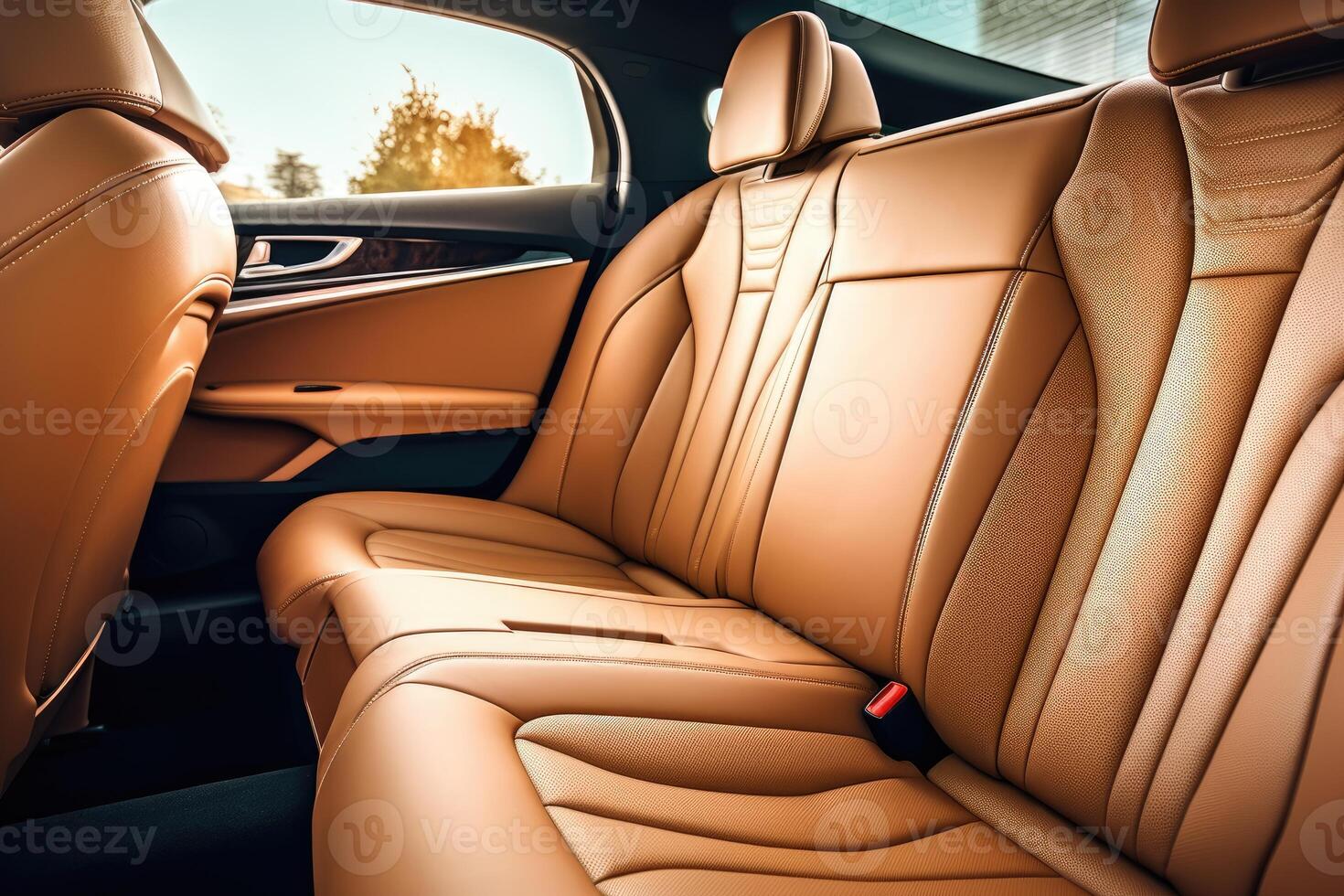 Close - up photo of the interior details of a new modern expensive car.