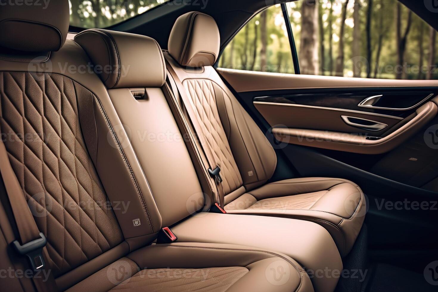 Close - up photo of the interior details of a new modern expensive car.