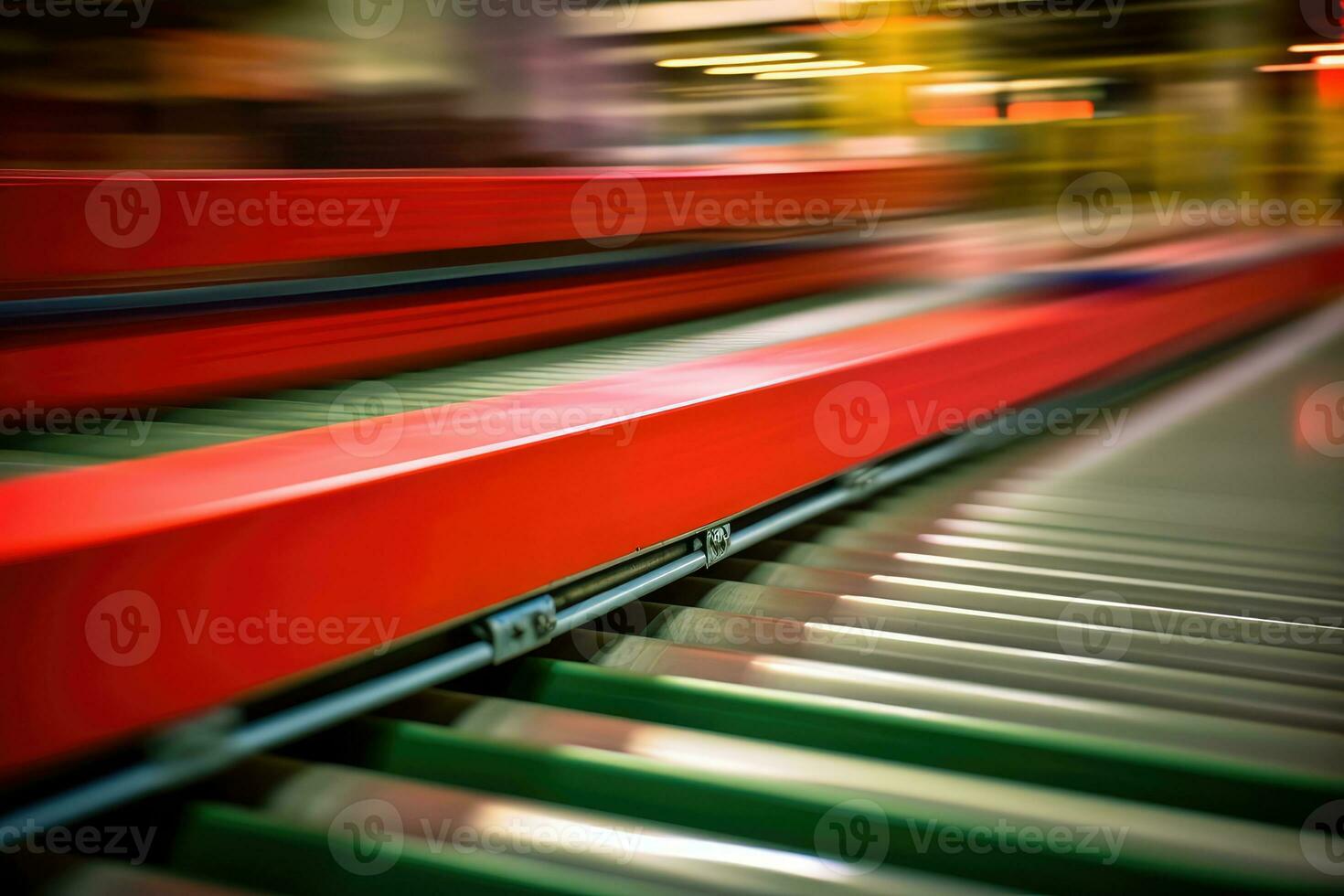 E - commerce fulfillment center by photographing a close - up of multiple cardboard box packages on a conveyor belt. Generative AI photo