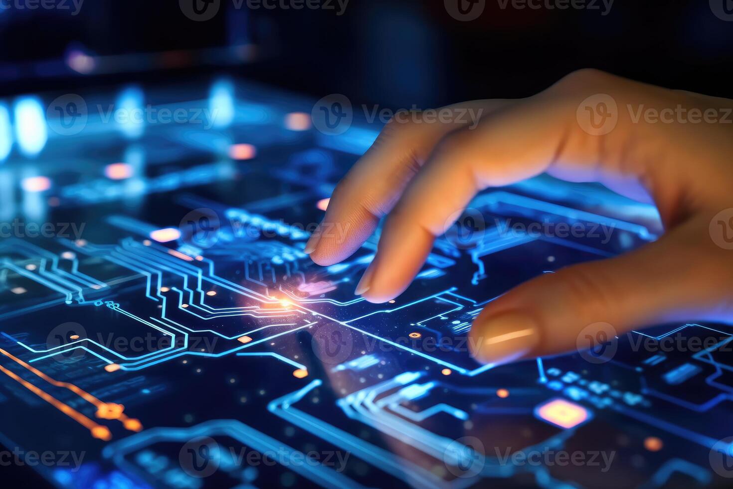 A close - up photo that visually represents a businessman using a tablet to analyze sales data and economic growth graph chart.