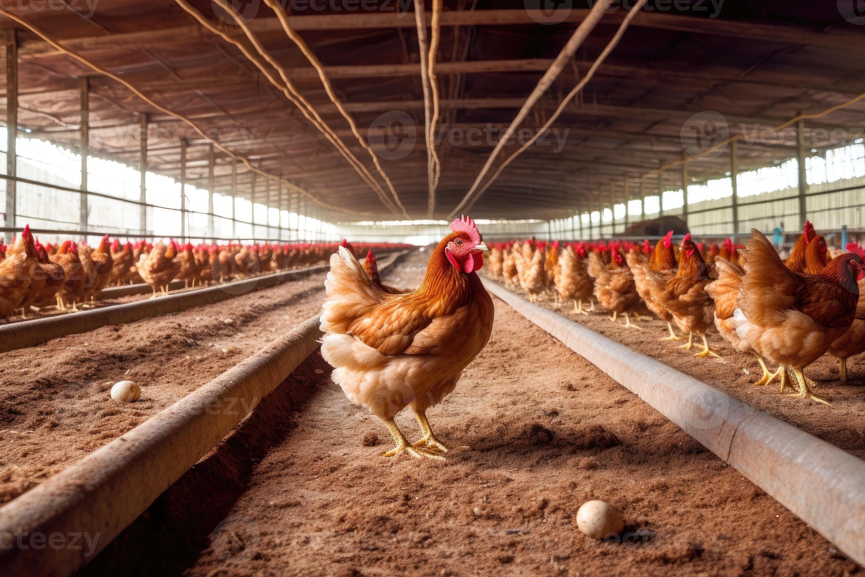 The spacious and well organized environment of a modern chicken farm