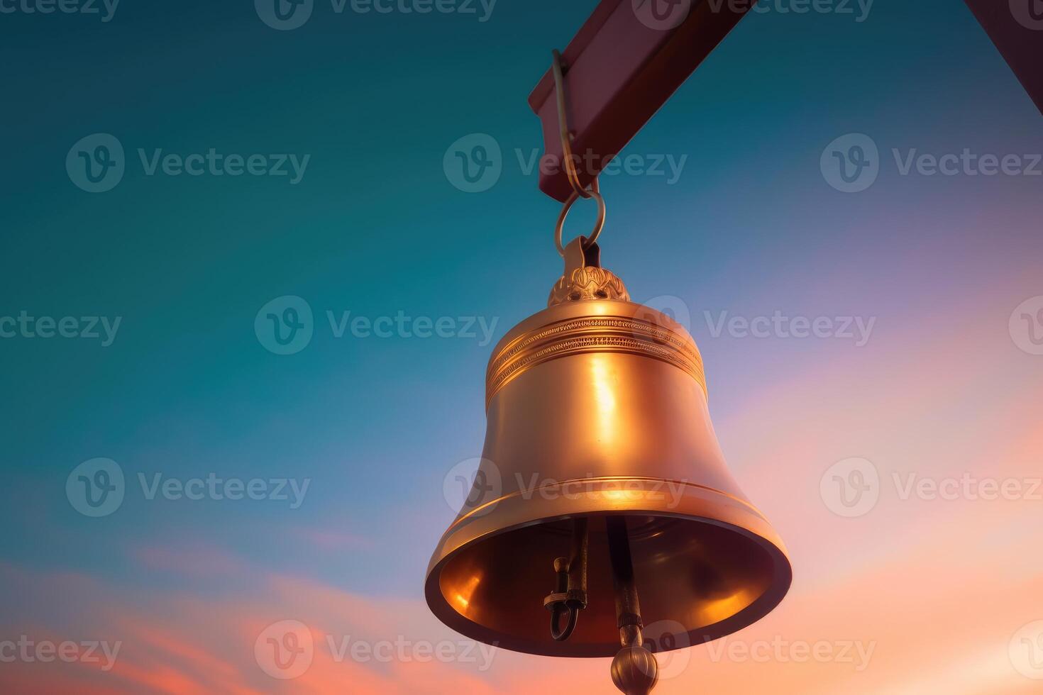 A striking image of a school bell ringing in the dawn of a new school year. Generative AI photo