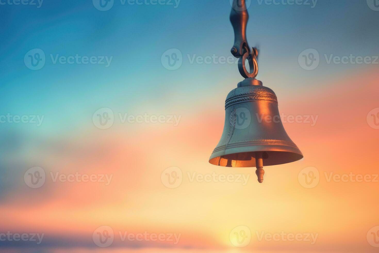 A striking image of a school bell ringing in the dawn of a new school year. Generative AI photo