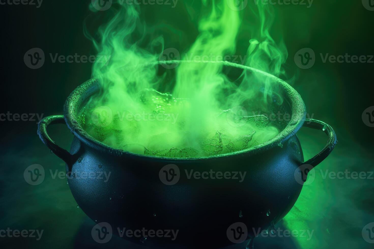 A vibrant image of a witch cauldron shot from a low angle. photo