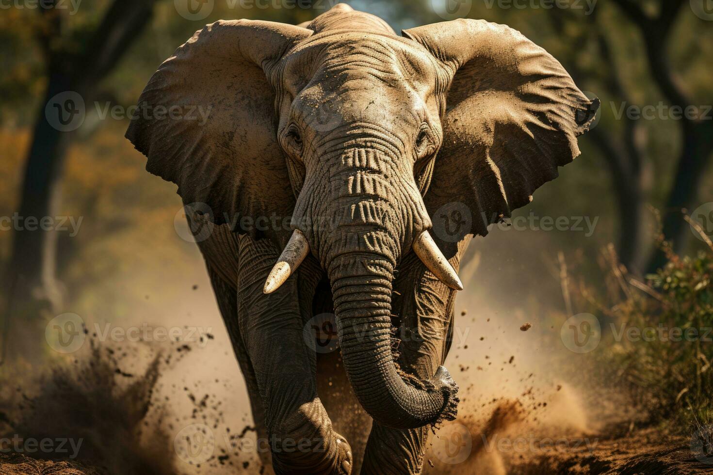 Wildlife Sanctuary - Majestic Elephant in its Natural Habitat. Generative AI photo
