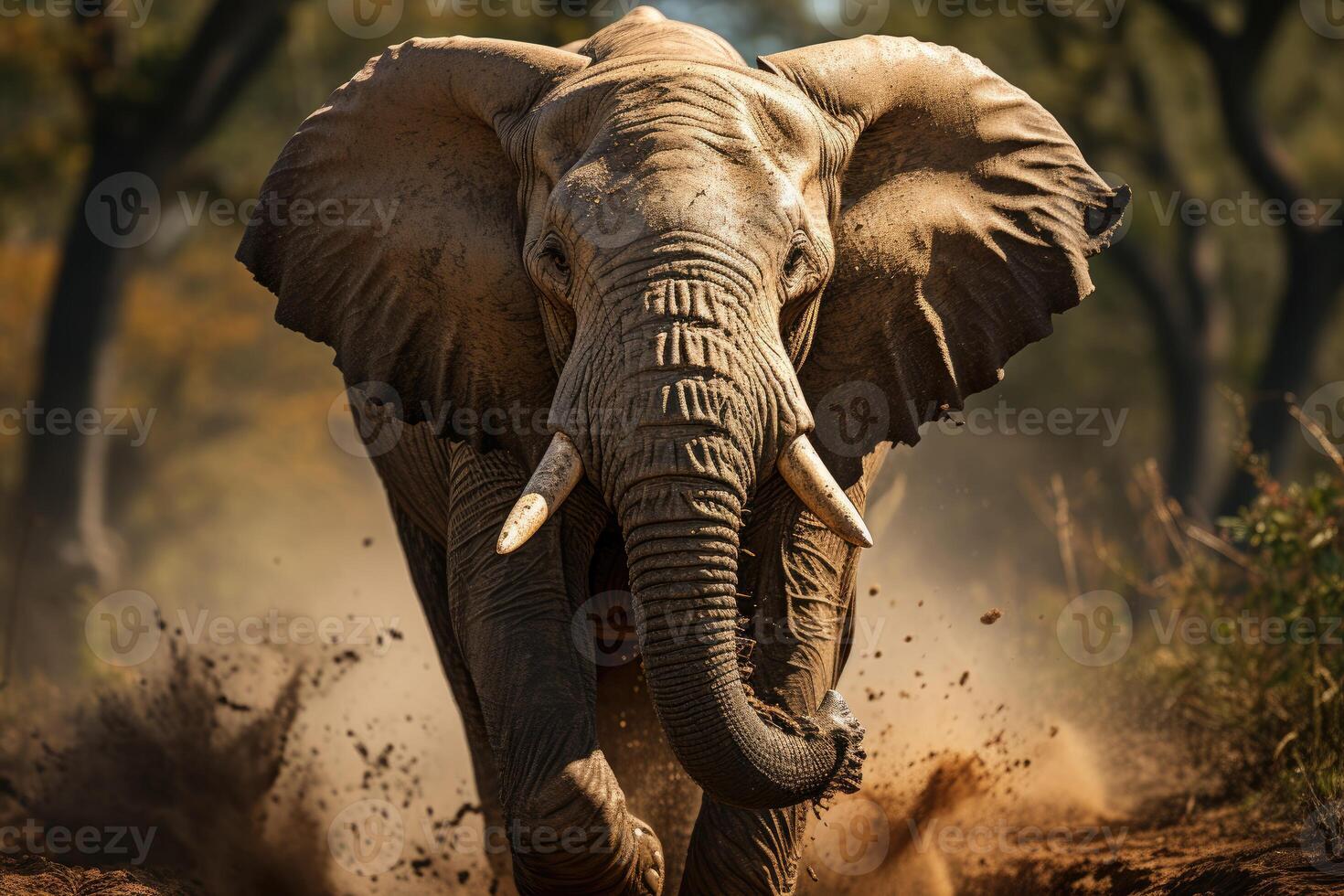 Wildlife Sanctuary - Majestic Elephant in its Natural Habitat. Generative AI photo