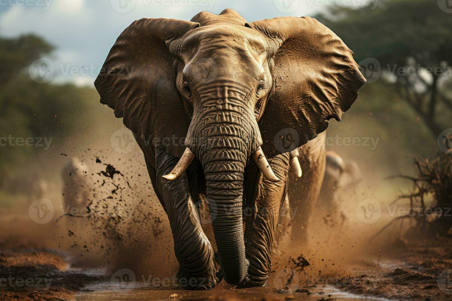 Wildlife Sanctuary - Majestic Elephant in its Natural Habitat. Generative AI photo