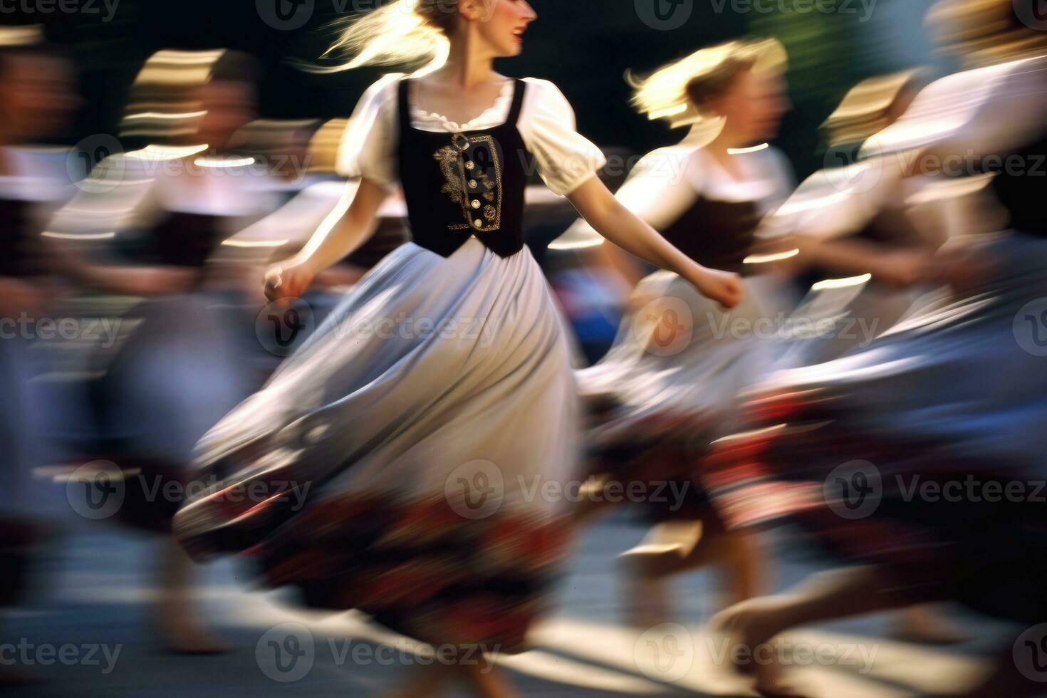 un tradicional bávaro gente danza actuación a el festival. generativo ai foto