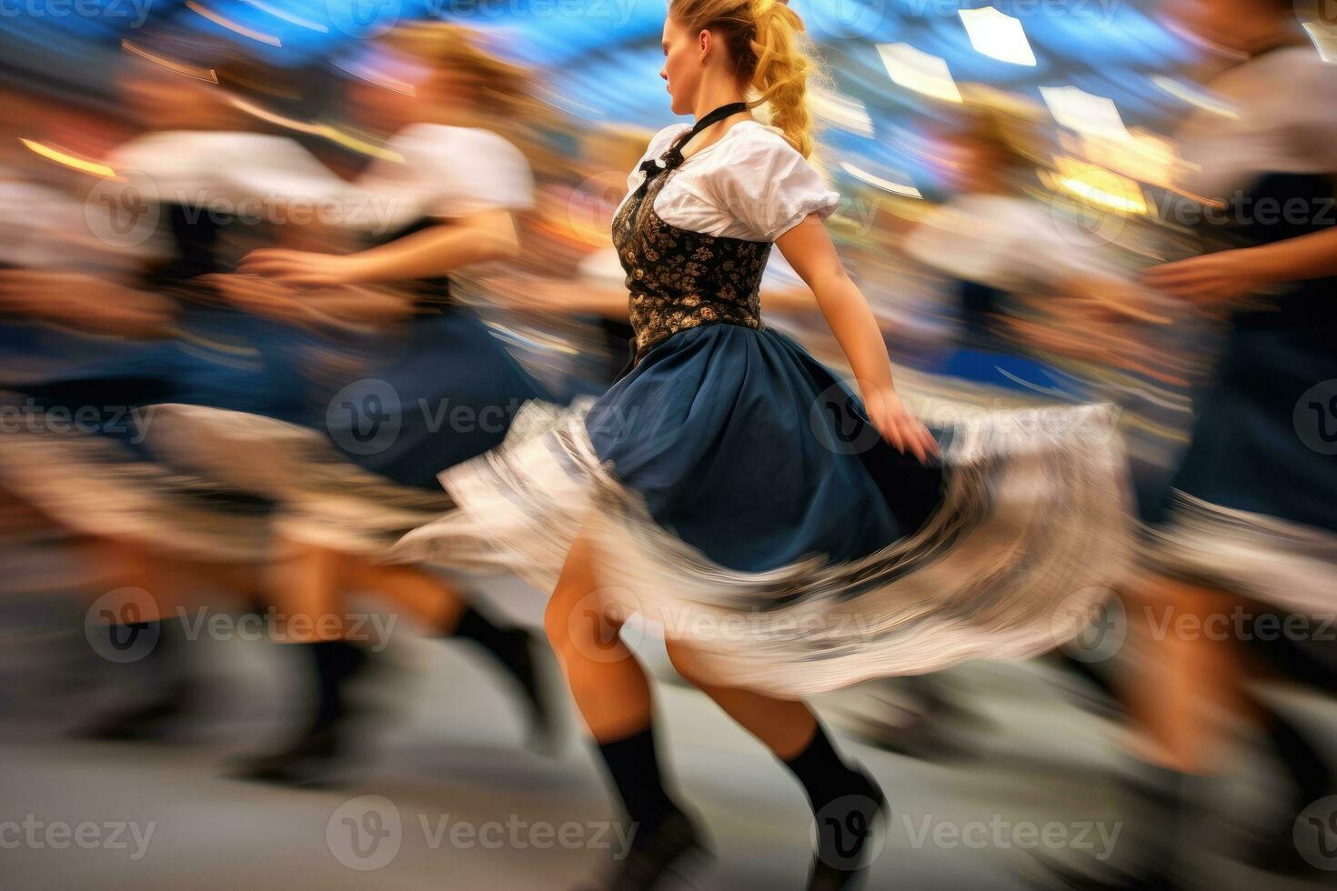 un tradicional bávaro gente danza actuación a el festival. generativo ai foto