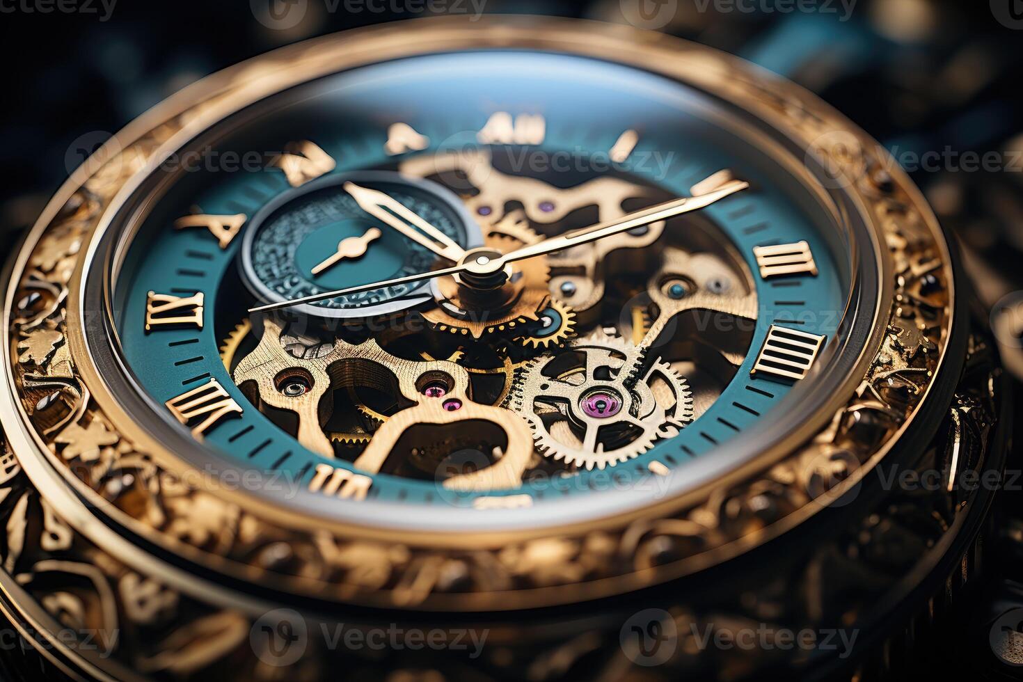 Watch with cogs showing top