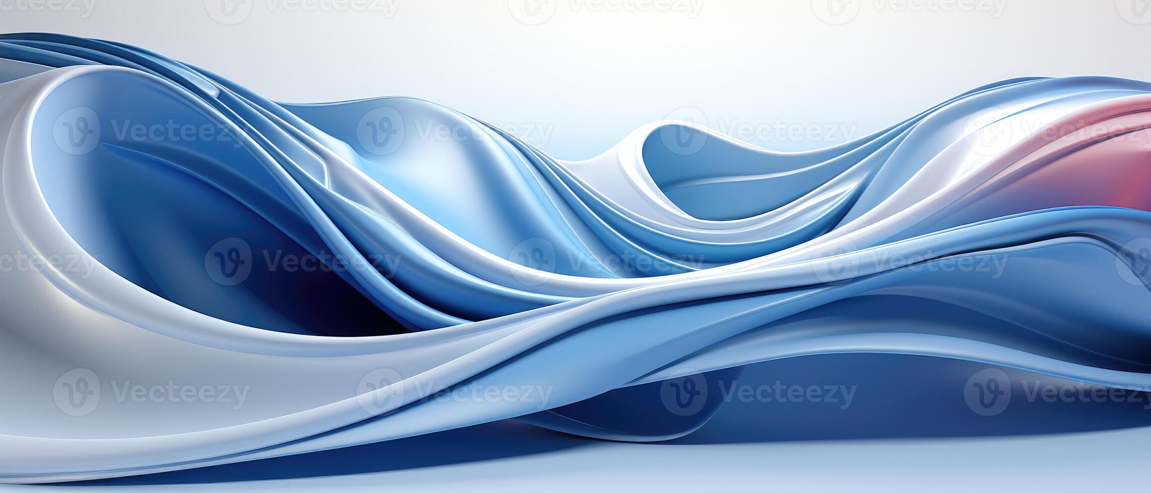 Wide - angle shot, abstract background of gleaming silver and cool blue gradients. photo