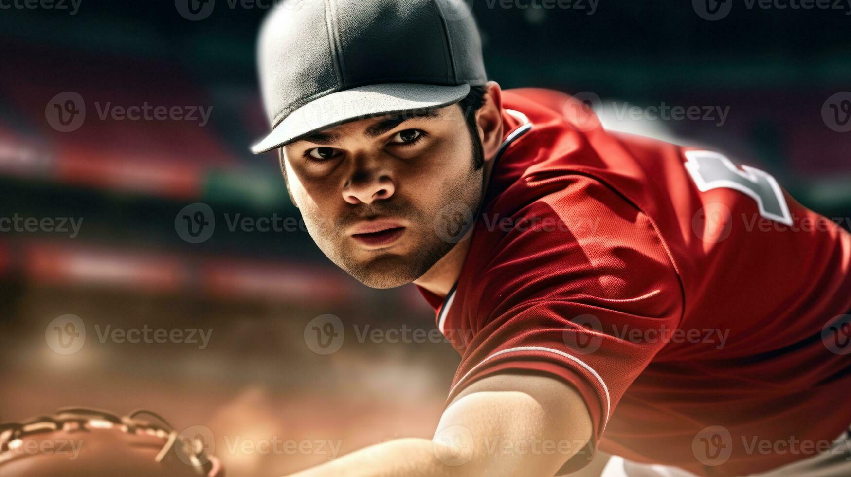 Close-up of a player at a baseball game photo