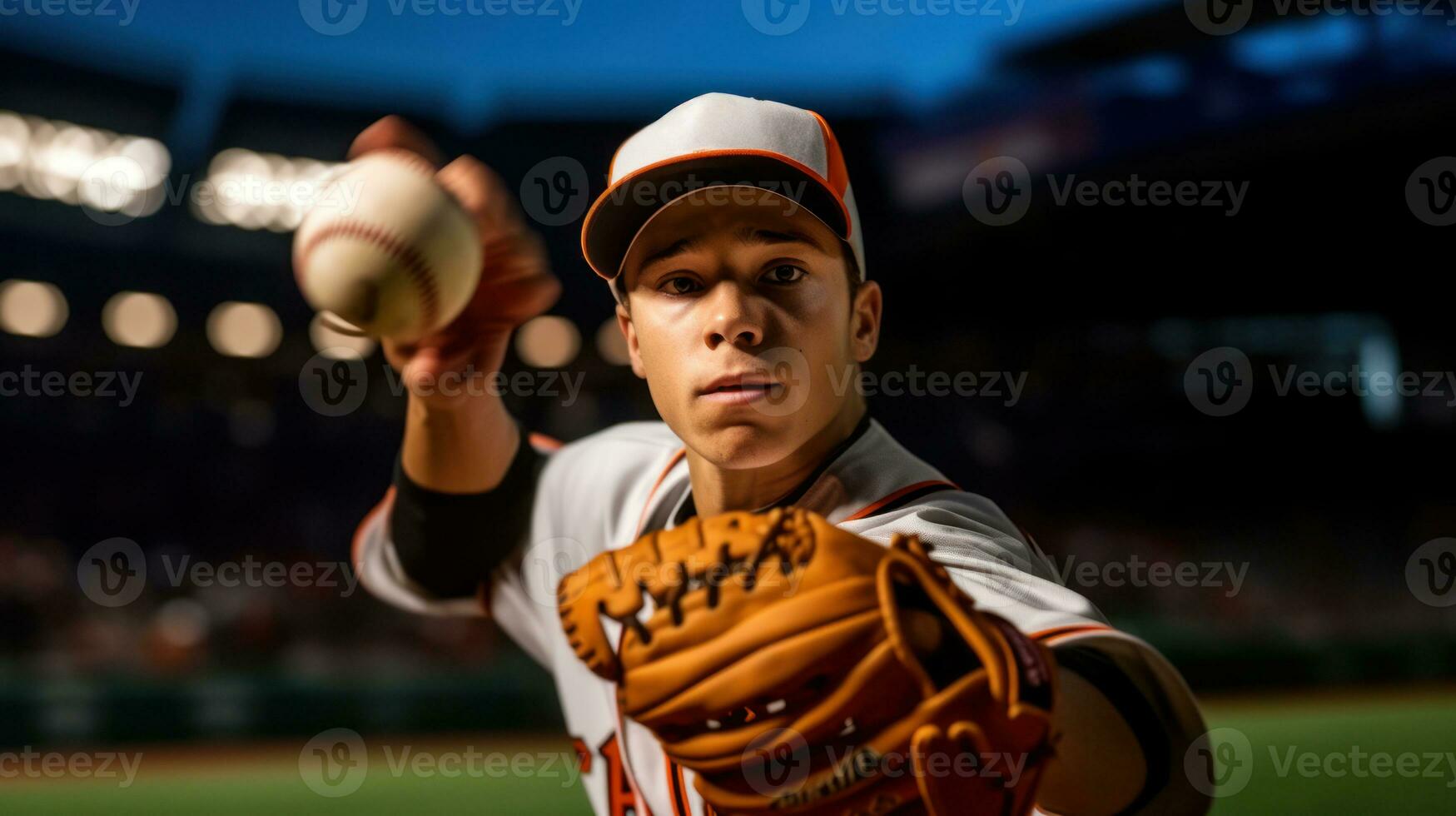 Close-up of a player at a baseball game photo