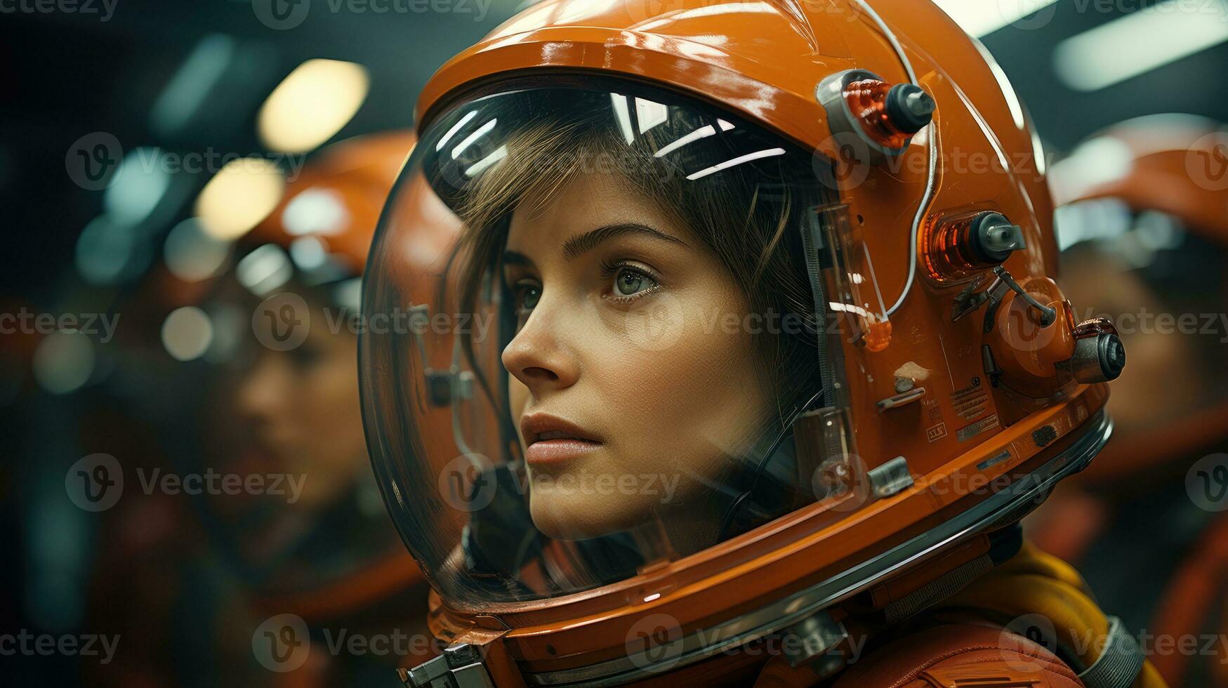 A group of astronauts walking on Mars to explore. photo