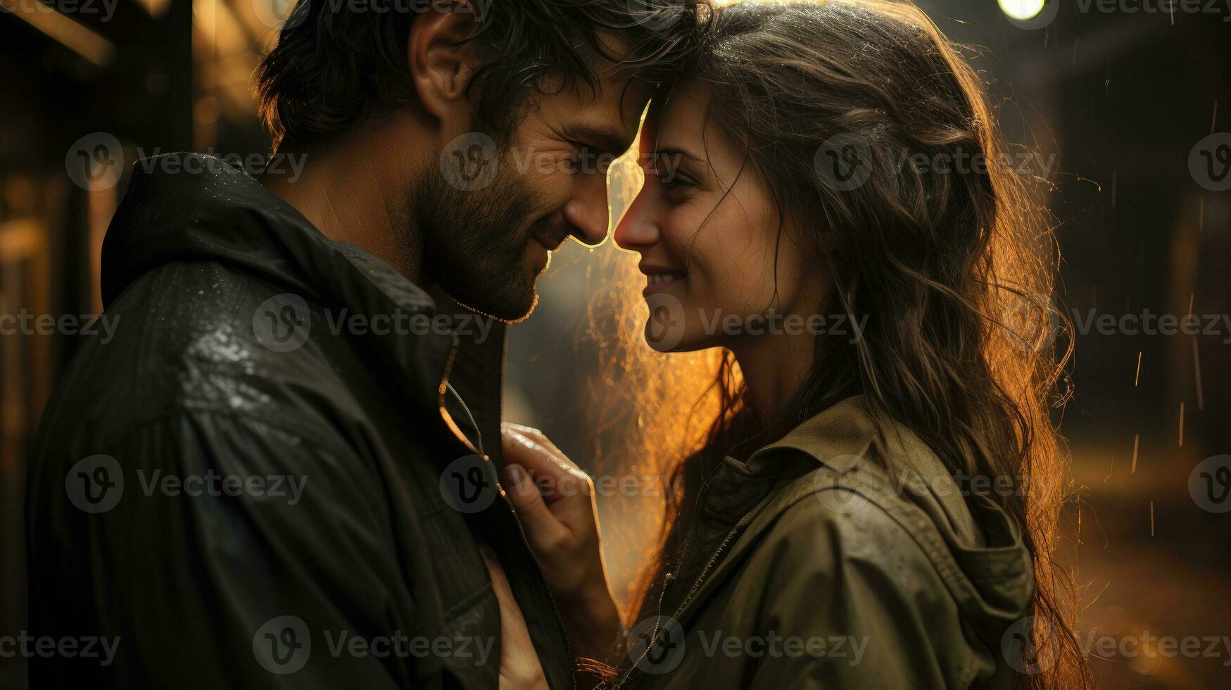 Having emotional moments, a couple gets closer. photo
