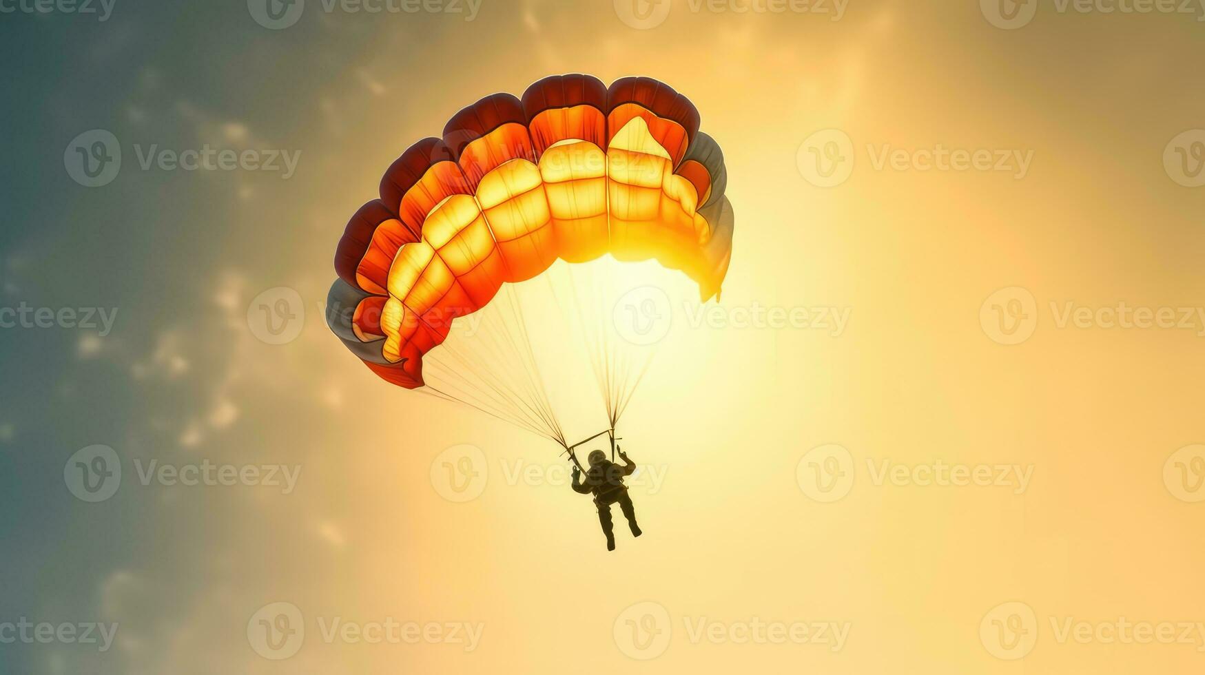 A skydiver soaring through the sky. photo