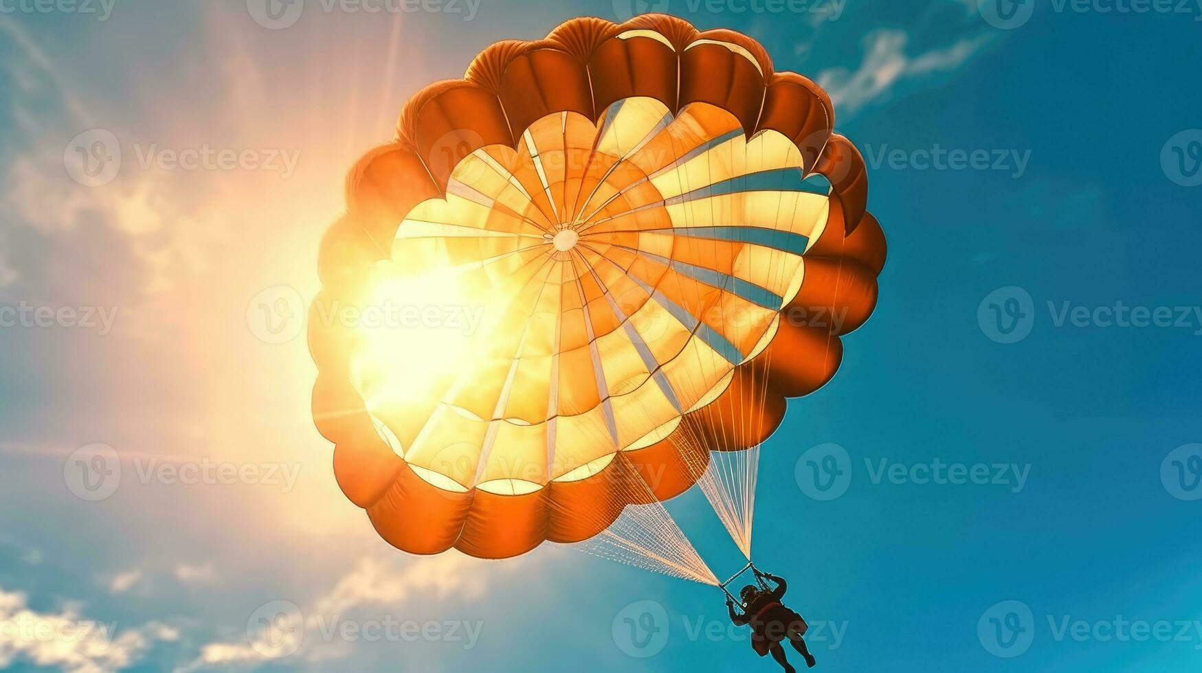 un paracaidista altísimo mediante el cielo. foto